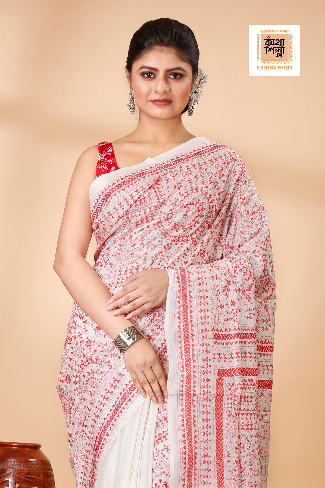 Pure Bangalore Silk Kantha Stitch Saree SN202522155