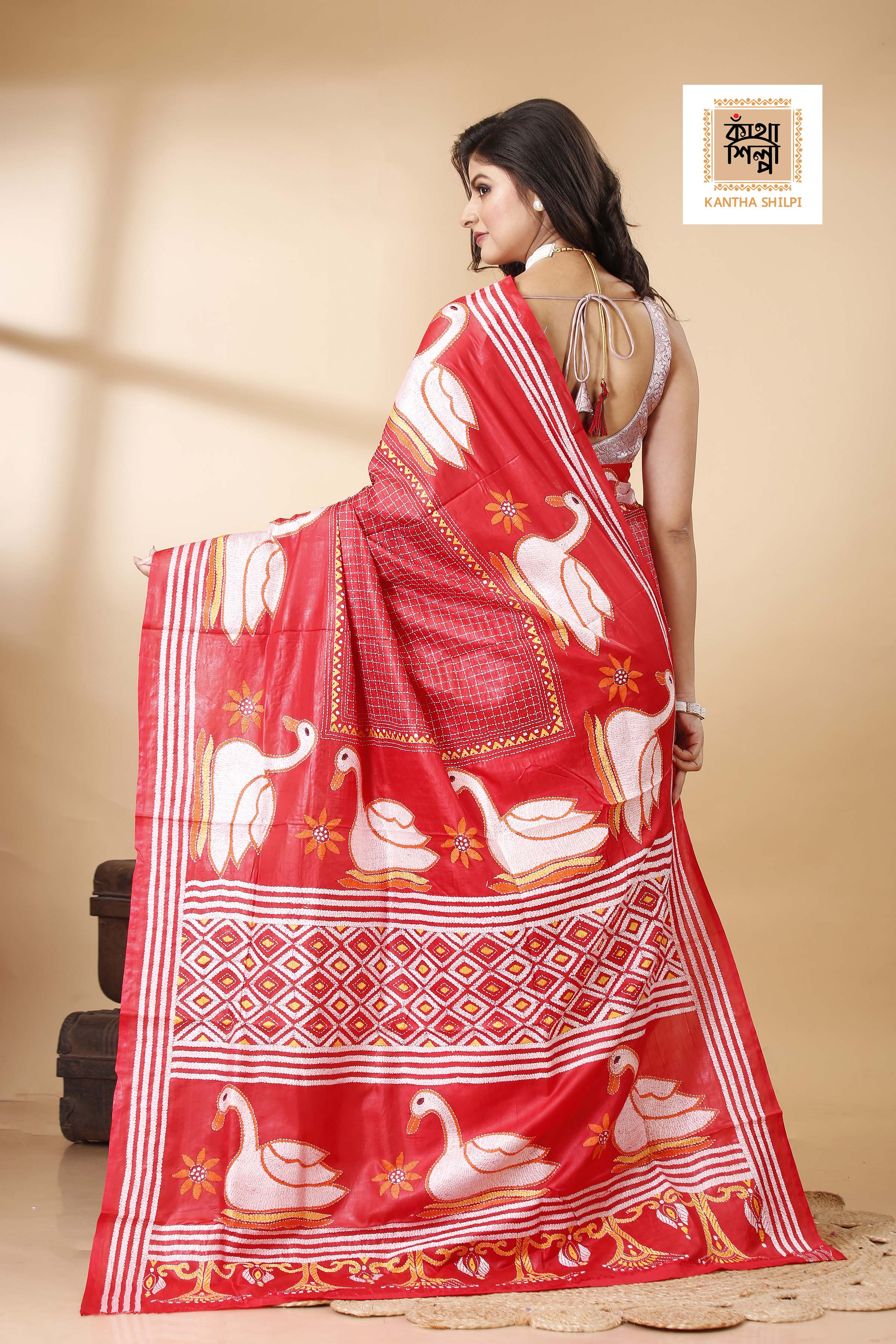 Pure Bangalore Silk Kantha Stitch Saree SN202522235