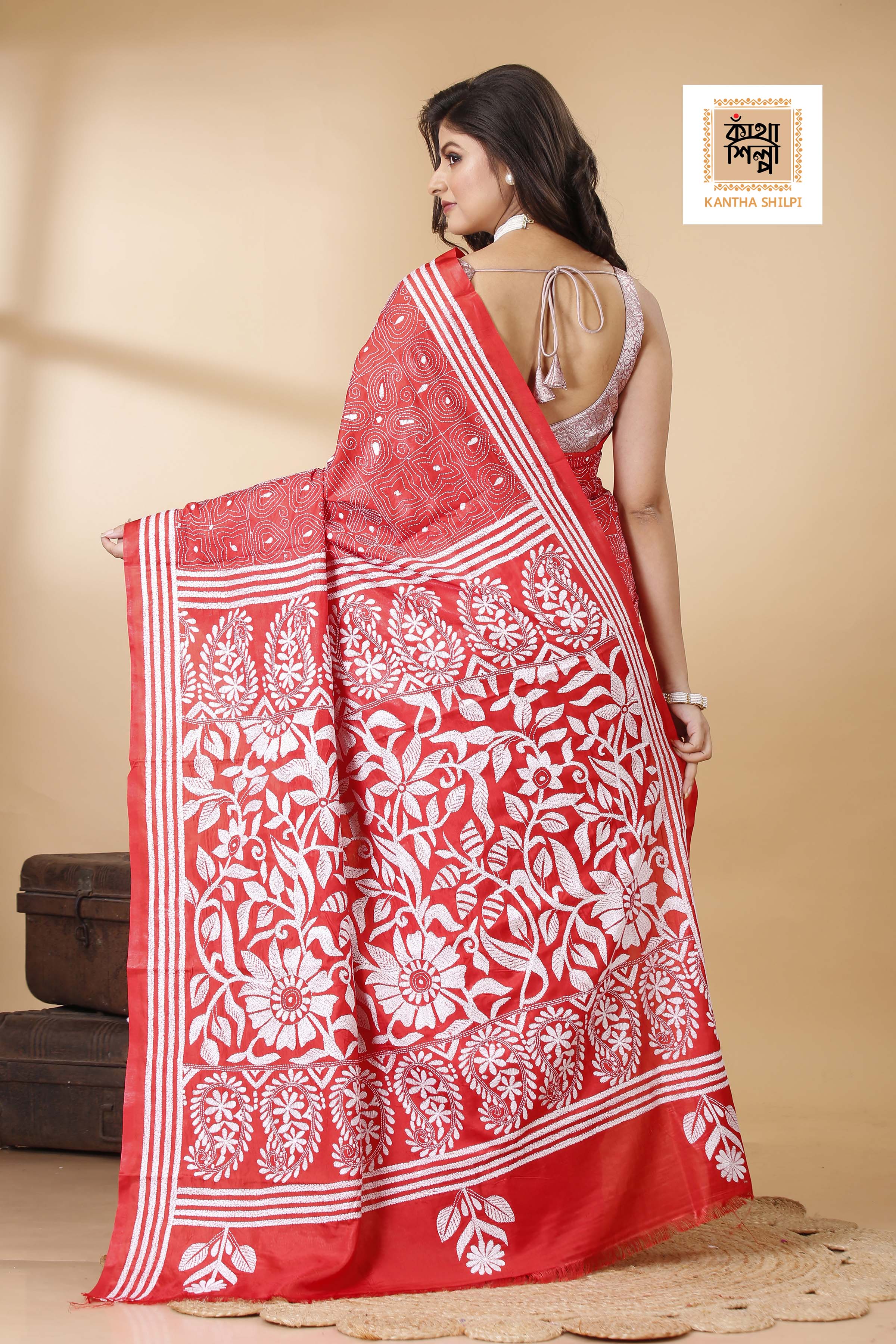 Bangalore Silk Kantha Stitch Saree SN202522246