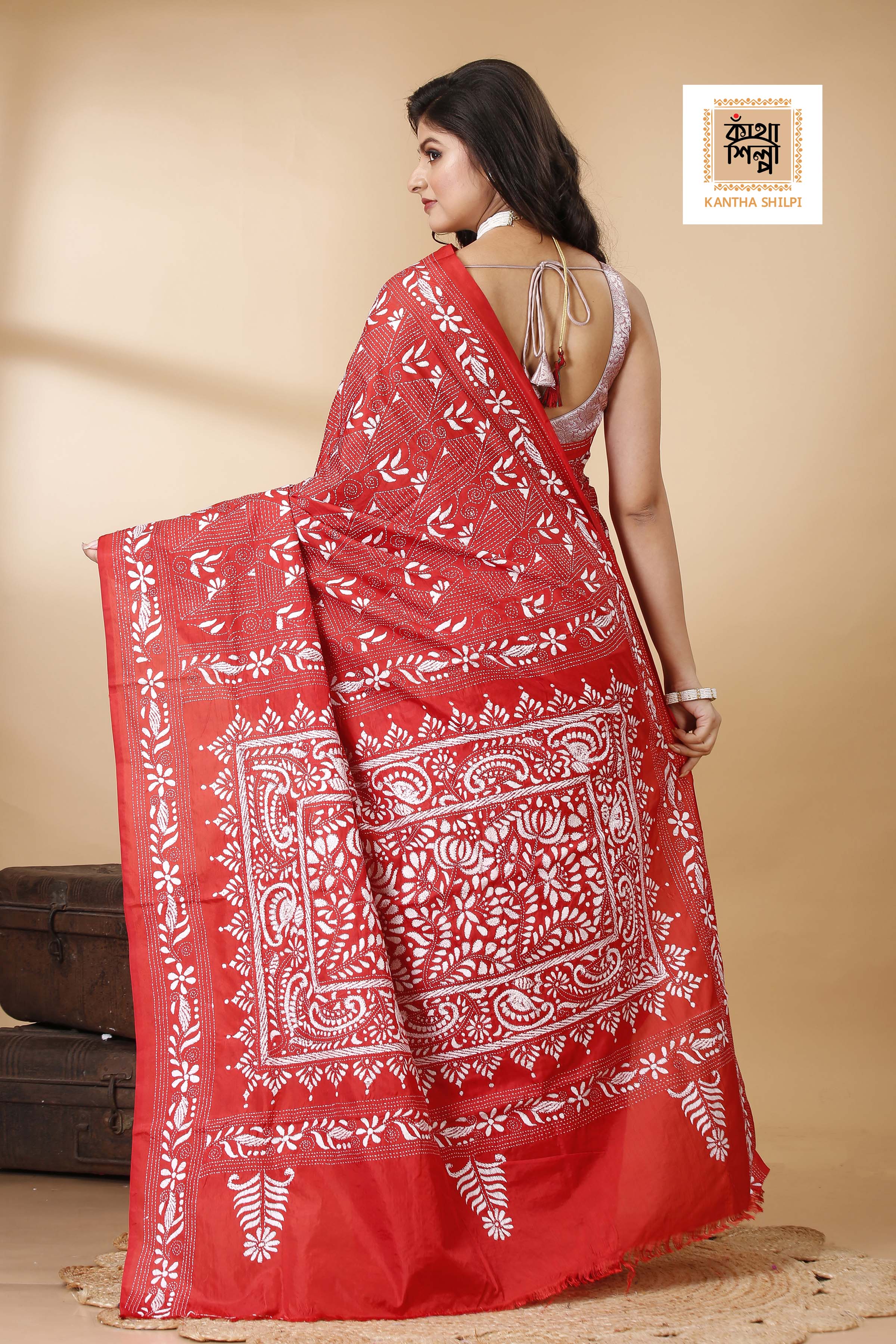 Bangalore Silk Kantha Stitch Saree SN202522355