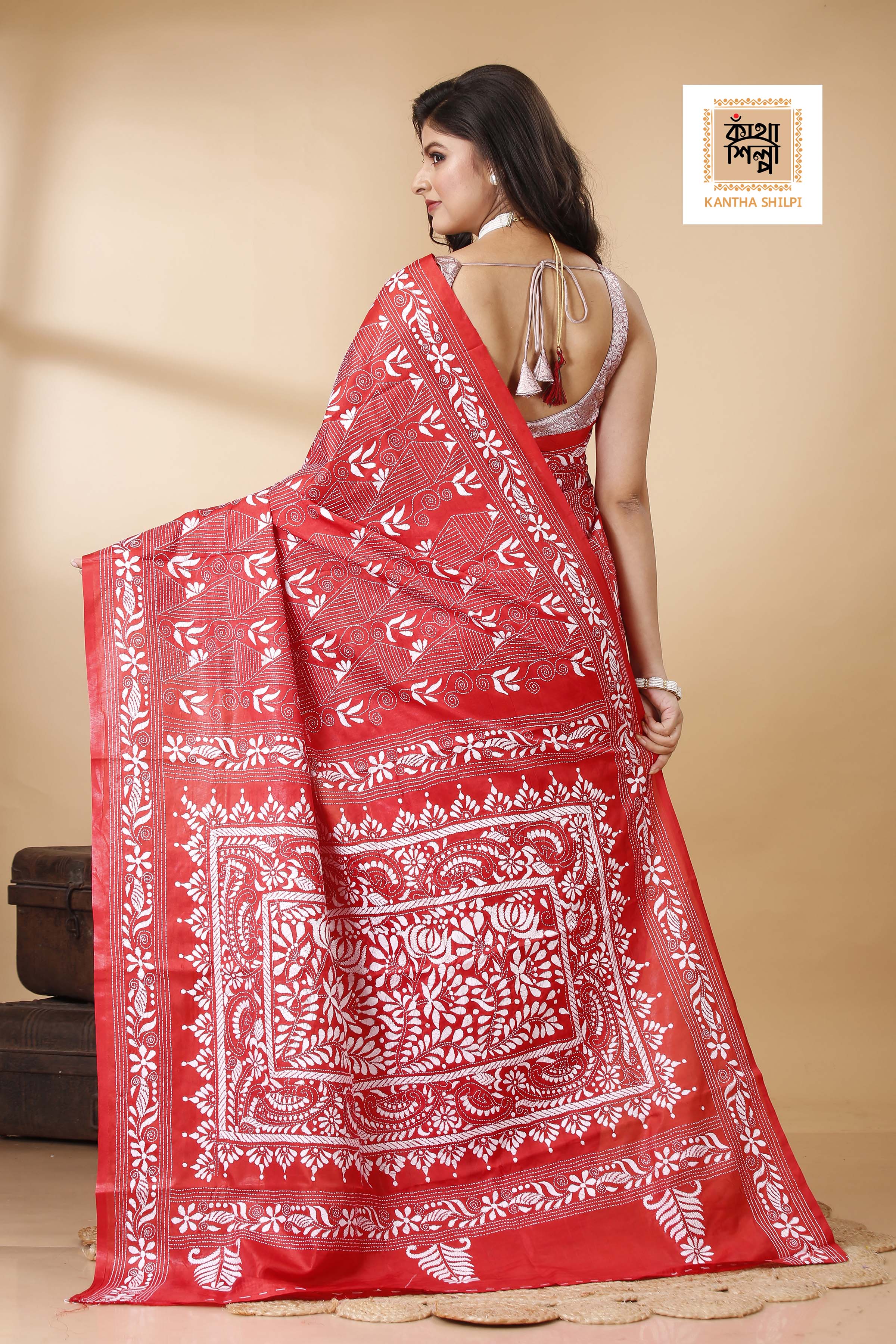 Bangalore Silk Kantha Stitch Saree SN202522391