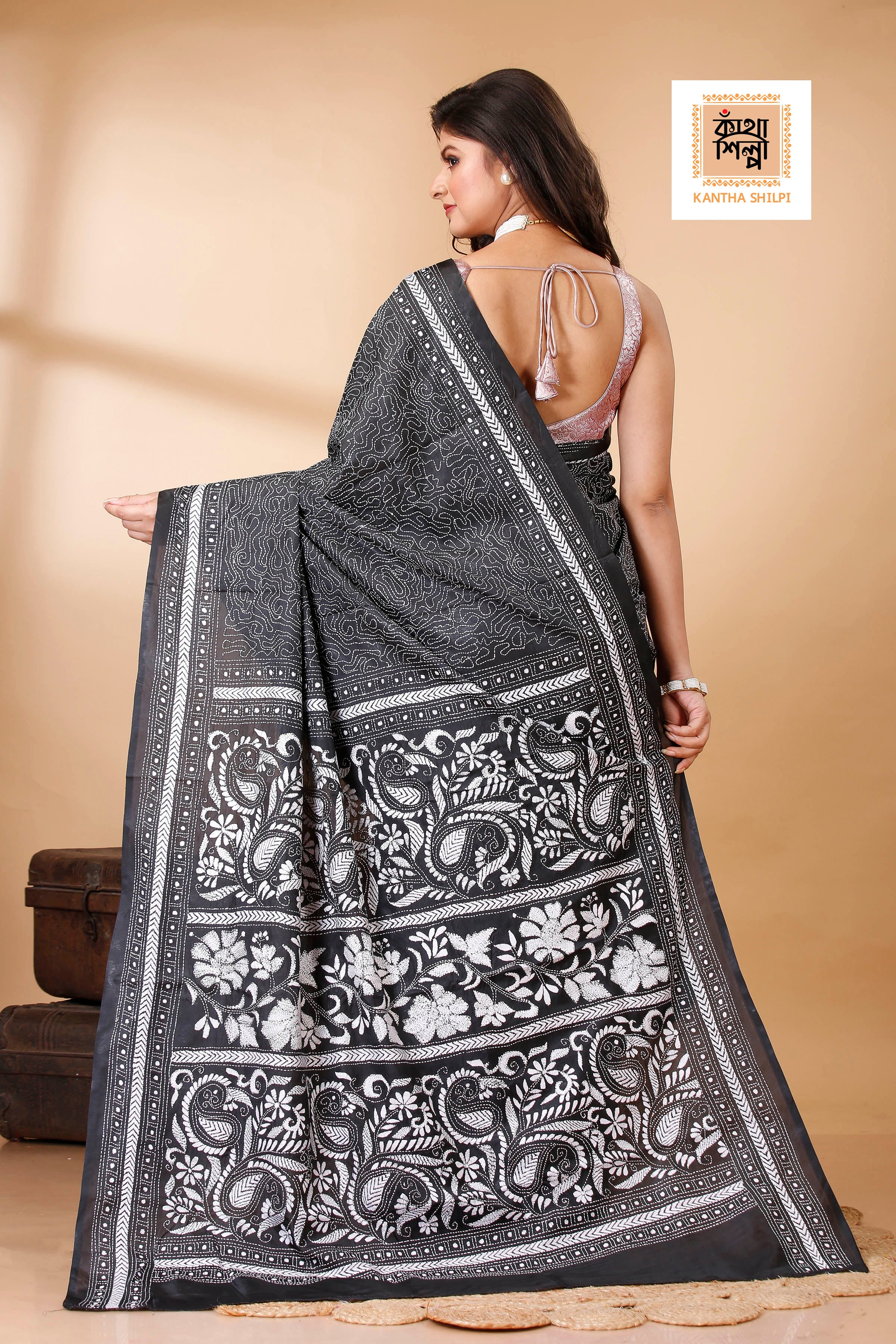 Bangalore Silk Kantha Stitch Saree SN202522422