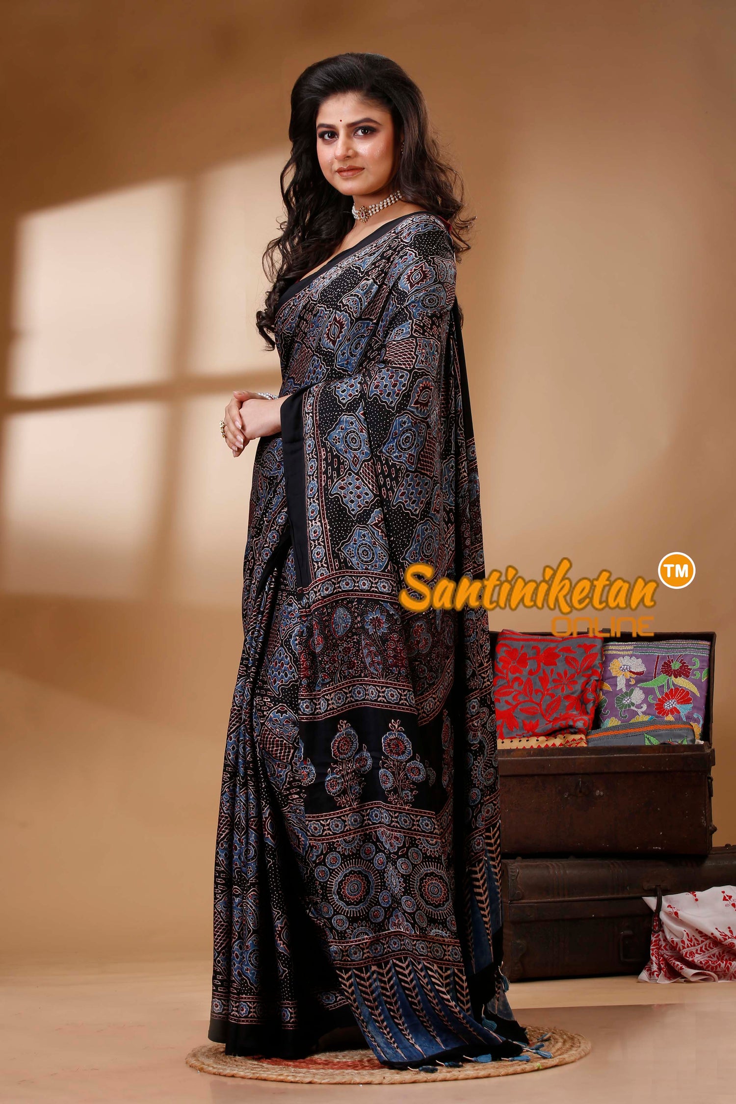 Ajrakh Hand Block On Modal Silk SN202522649