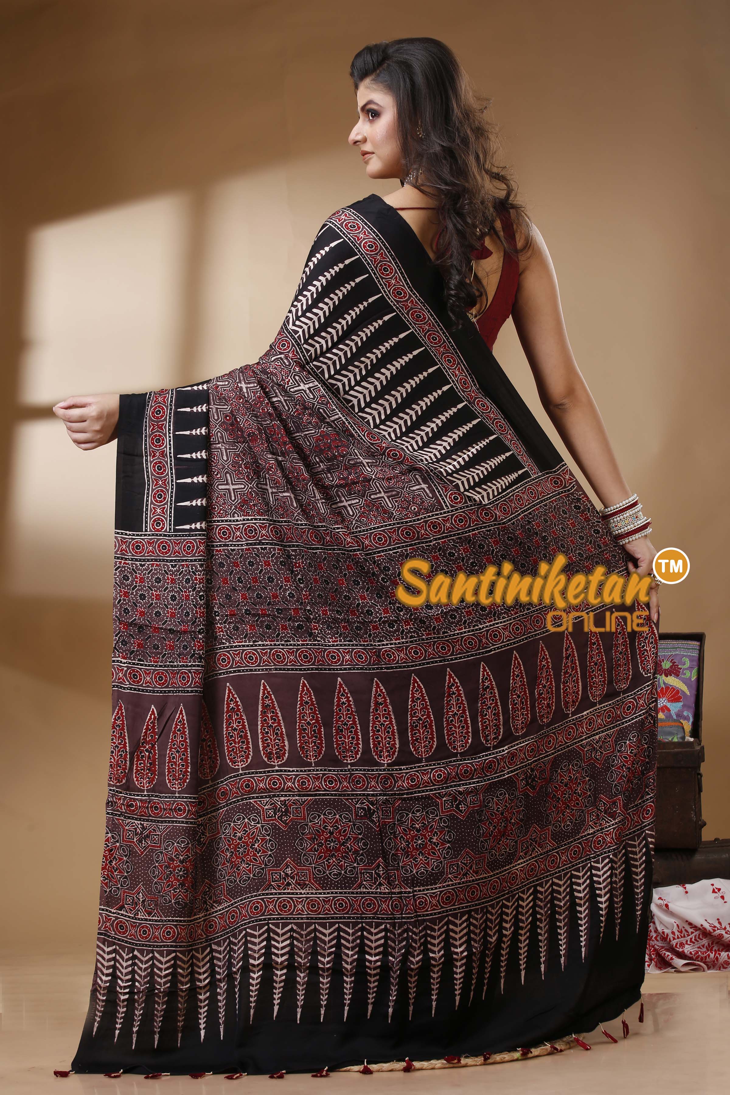 Ajrakh Hand Block On Modal Silk SN202522655