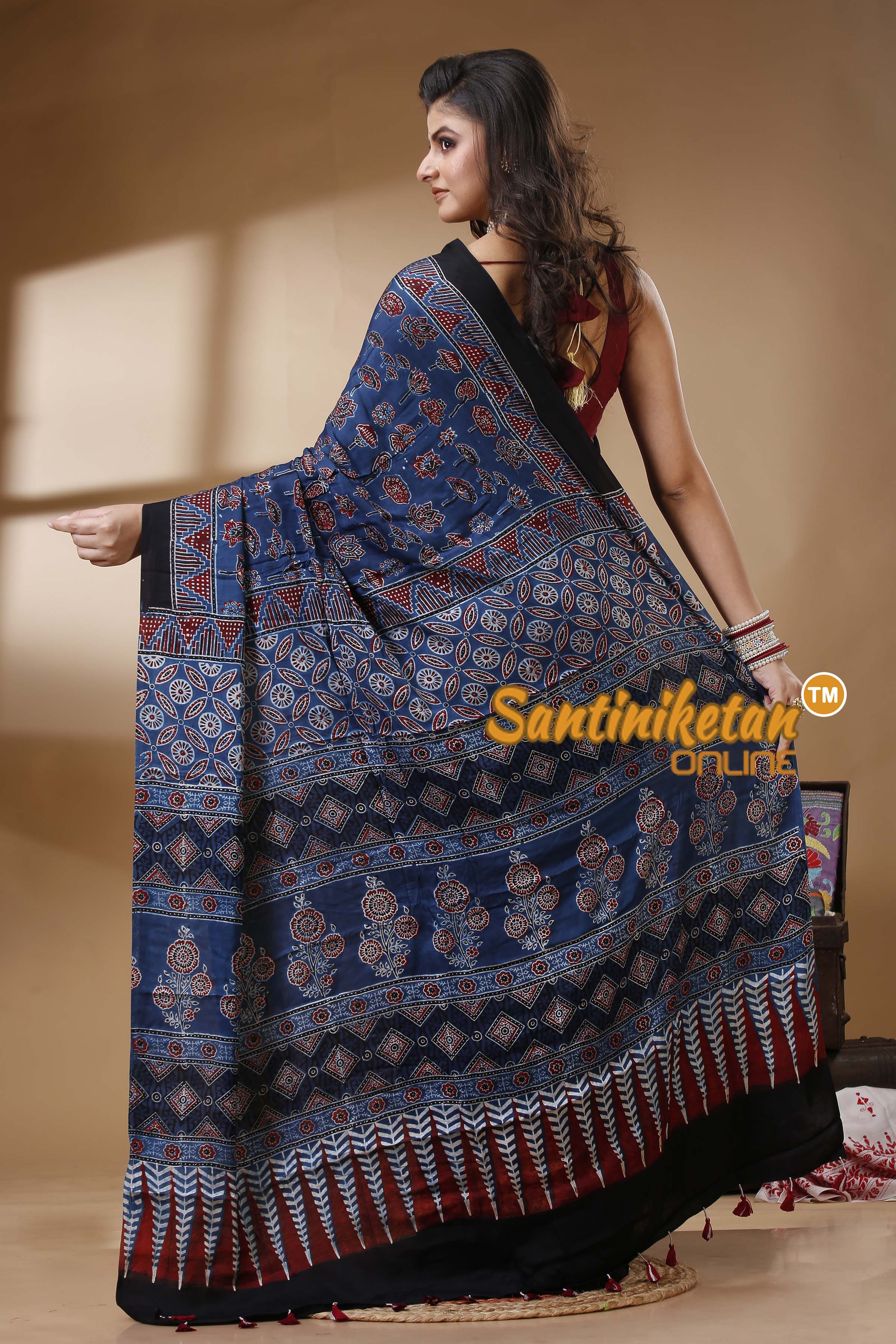 Ajrakh Hand Block On Modal Silk SN202522661