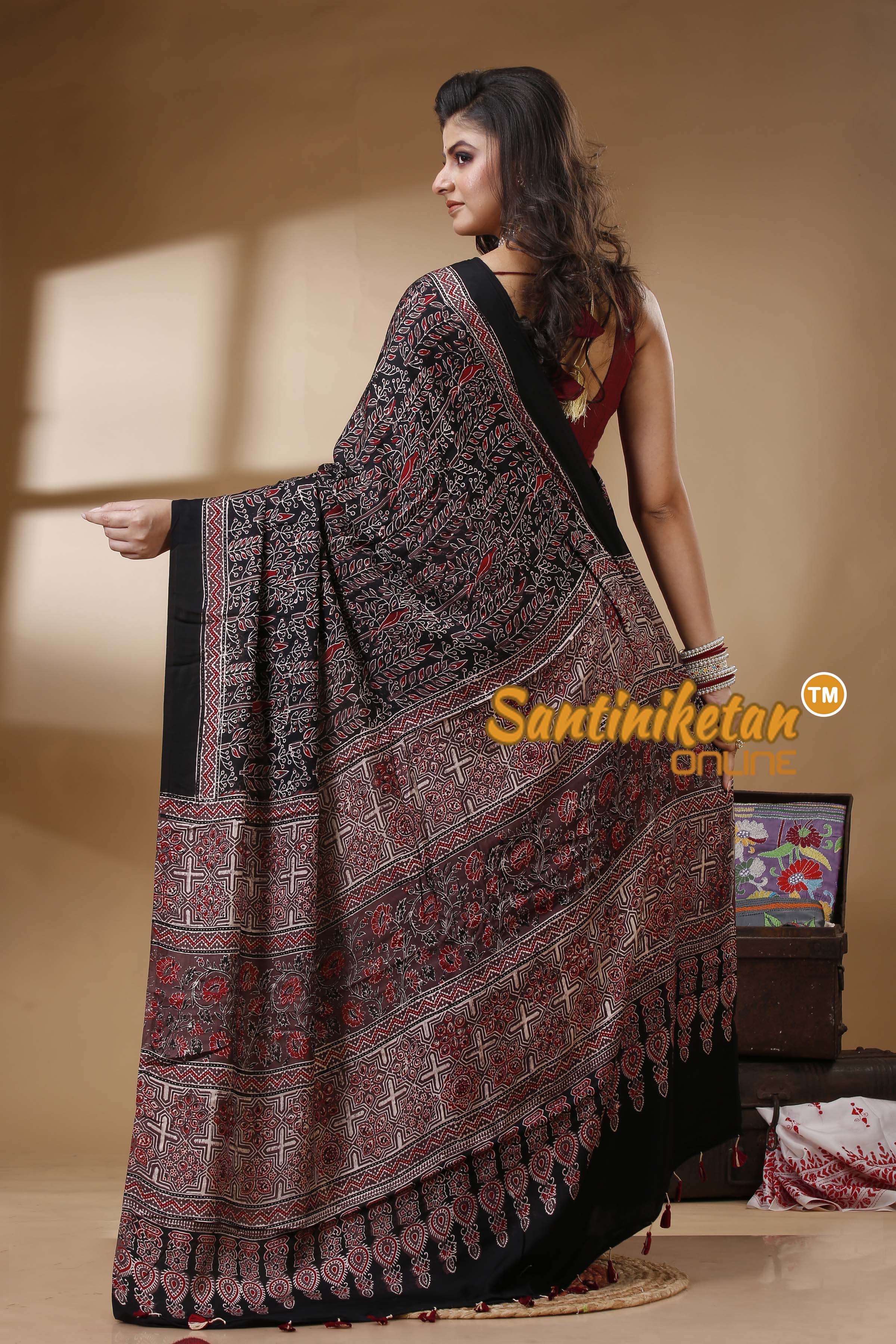 Ajrakh Hand Block On Modal Silk SN202522667