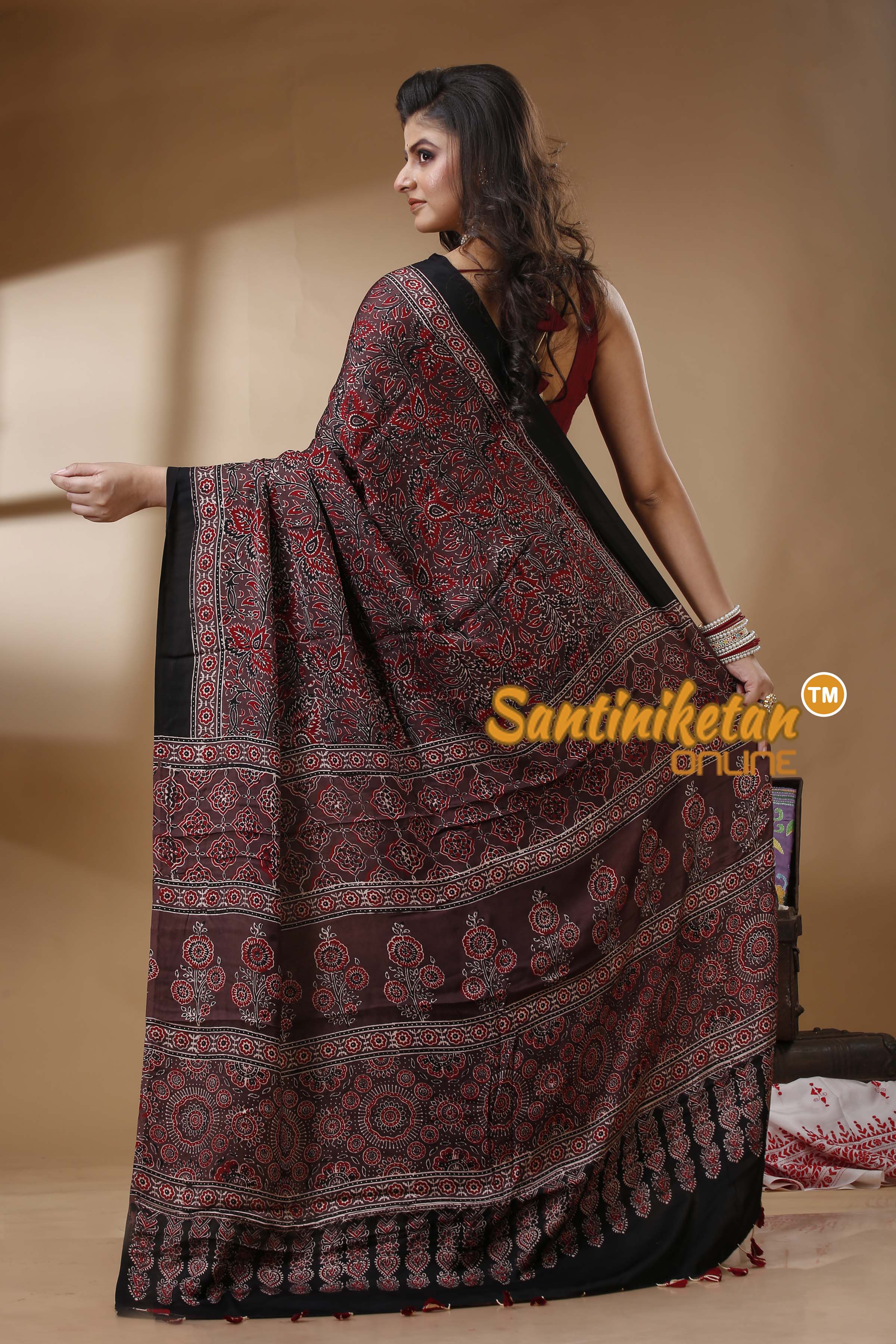 Ajrakh Hand Block On Modal Silk SN202522673