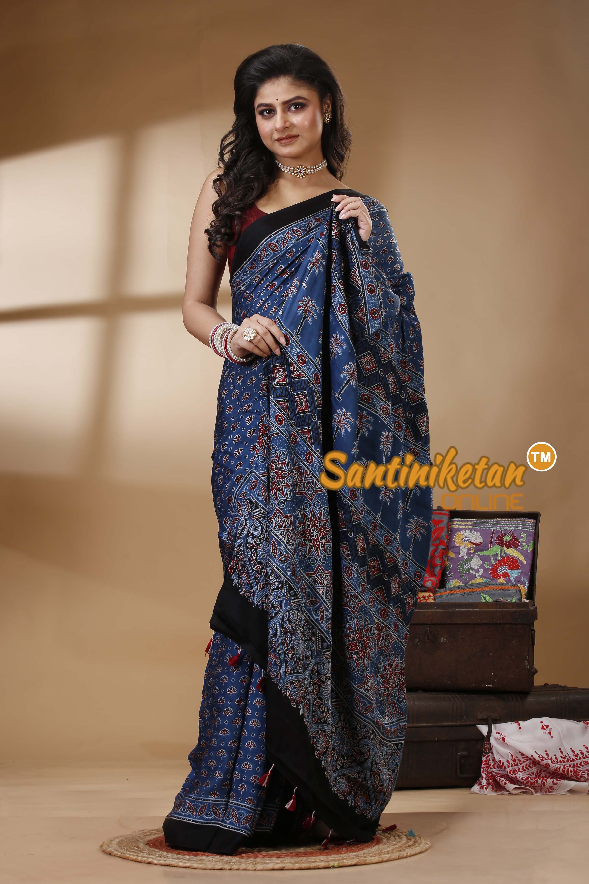 Ajrakh Hand Block On Modal Silk SN202522685