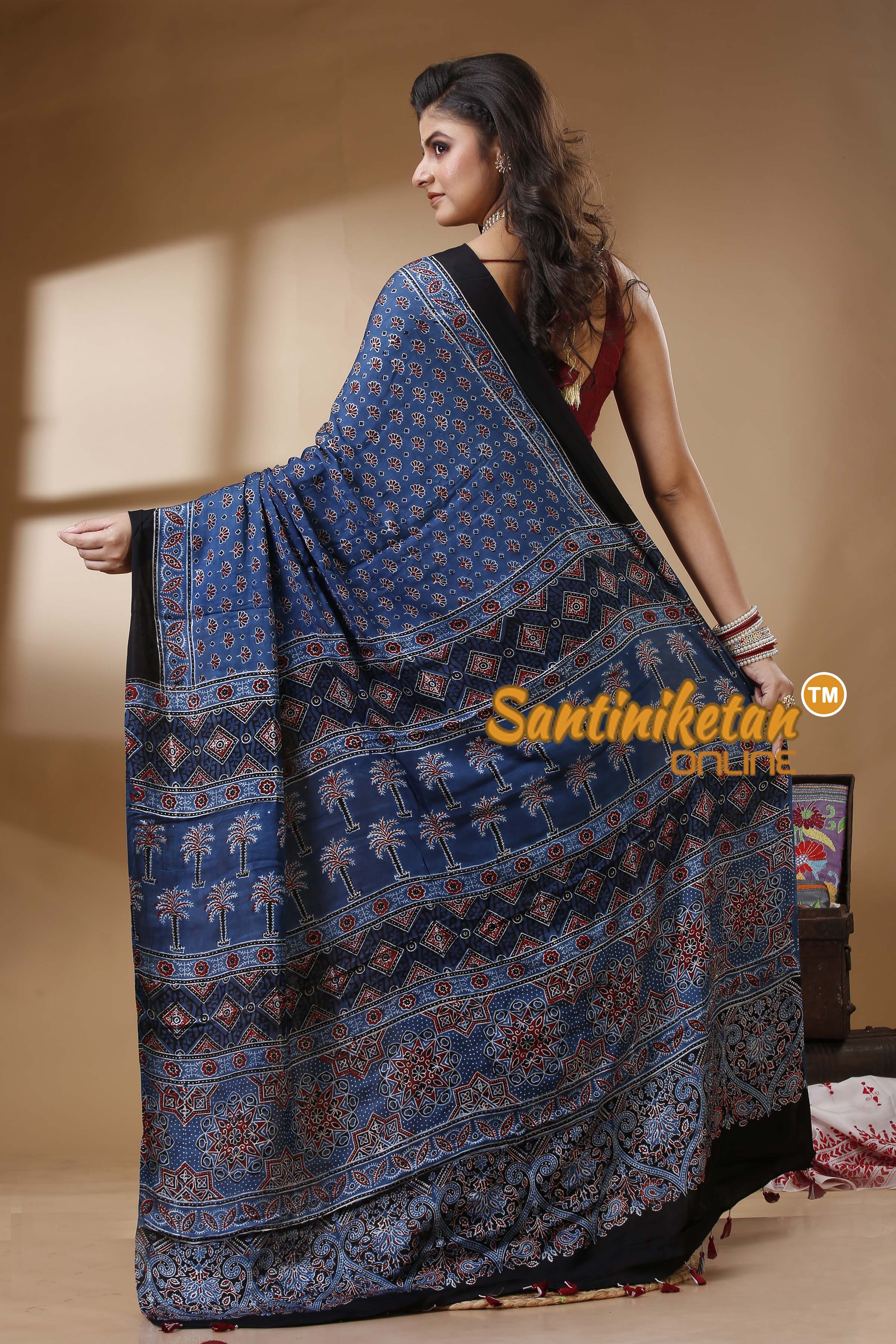 Ajrakh Hand Block On Modal Silk SN202522685