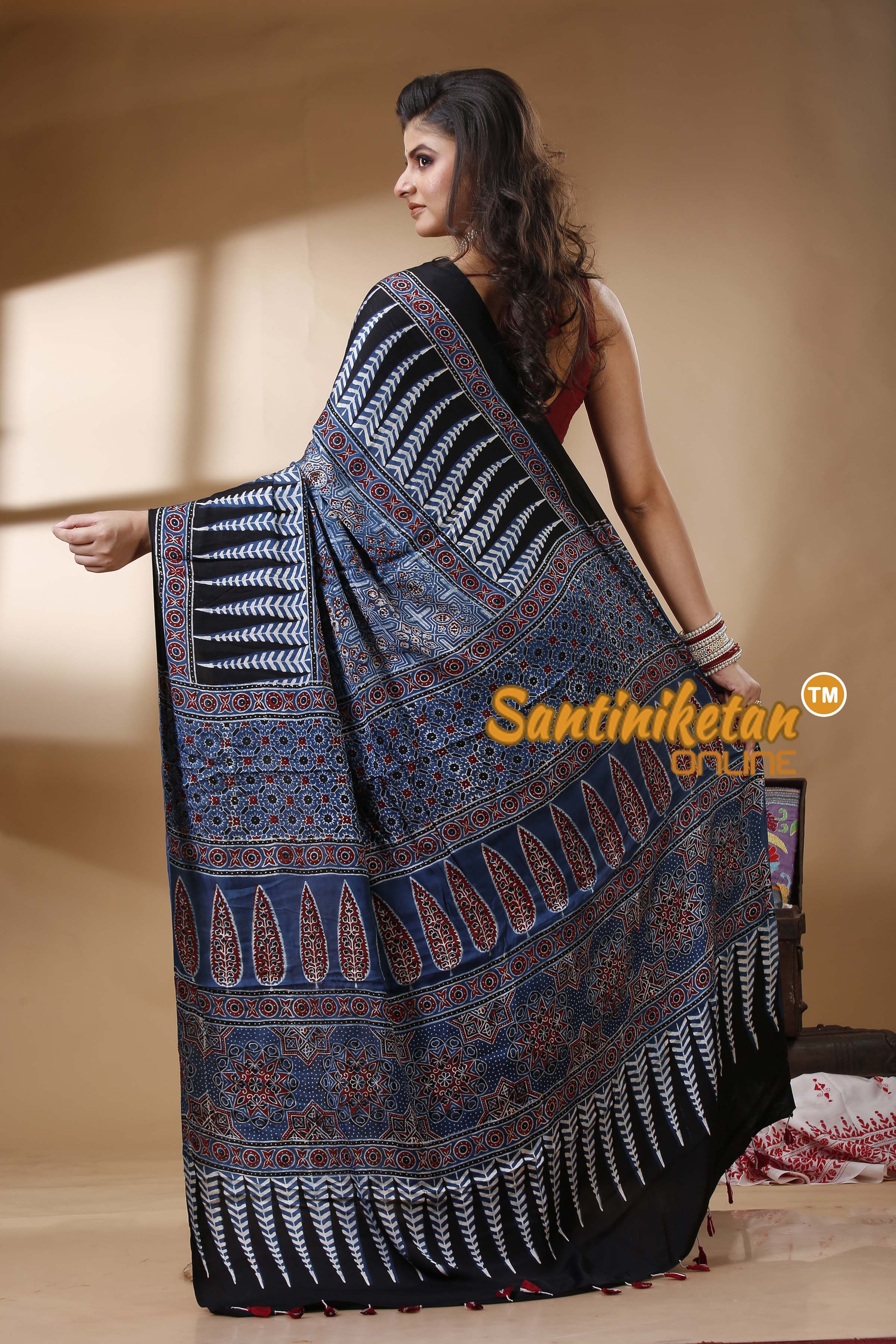 Ajrakh Hand Block On Modal Silk SN202522703