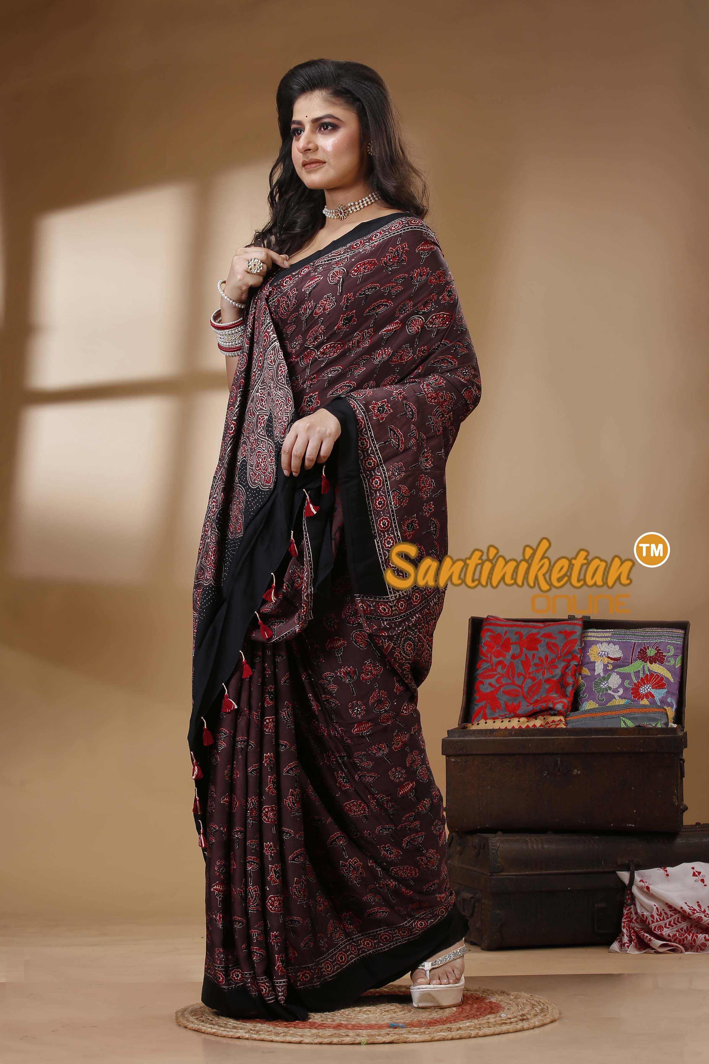 Ajrakh Hand Block On Modal Silk SN202522721