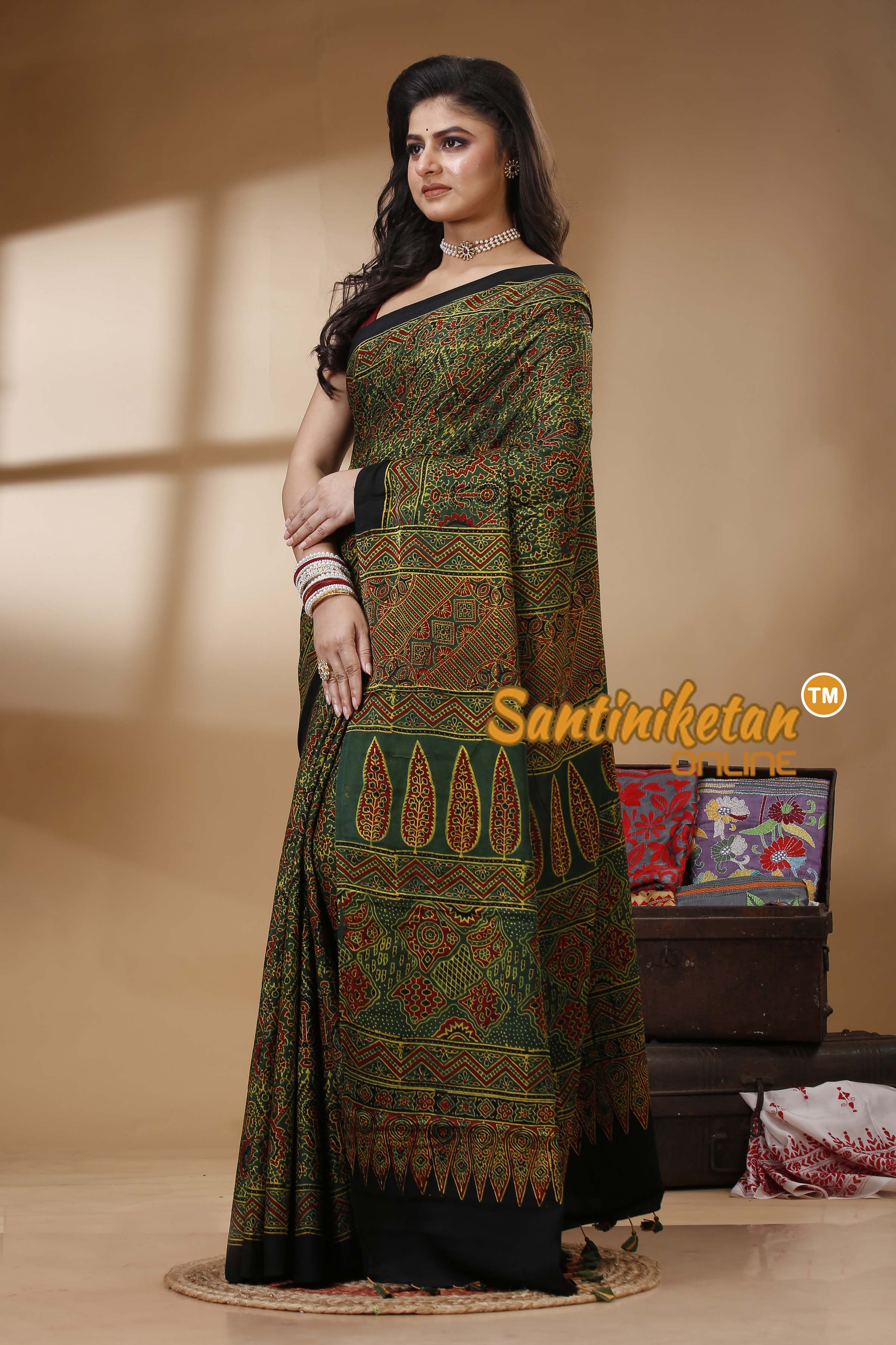 Ajrakh Hand Block On Modal Silk SN202522733
