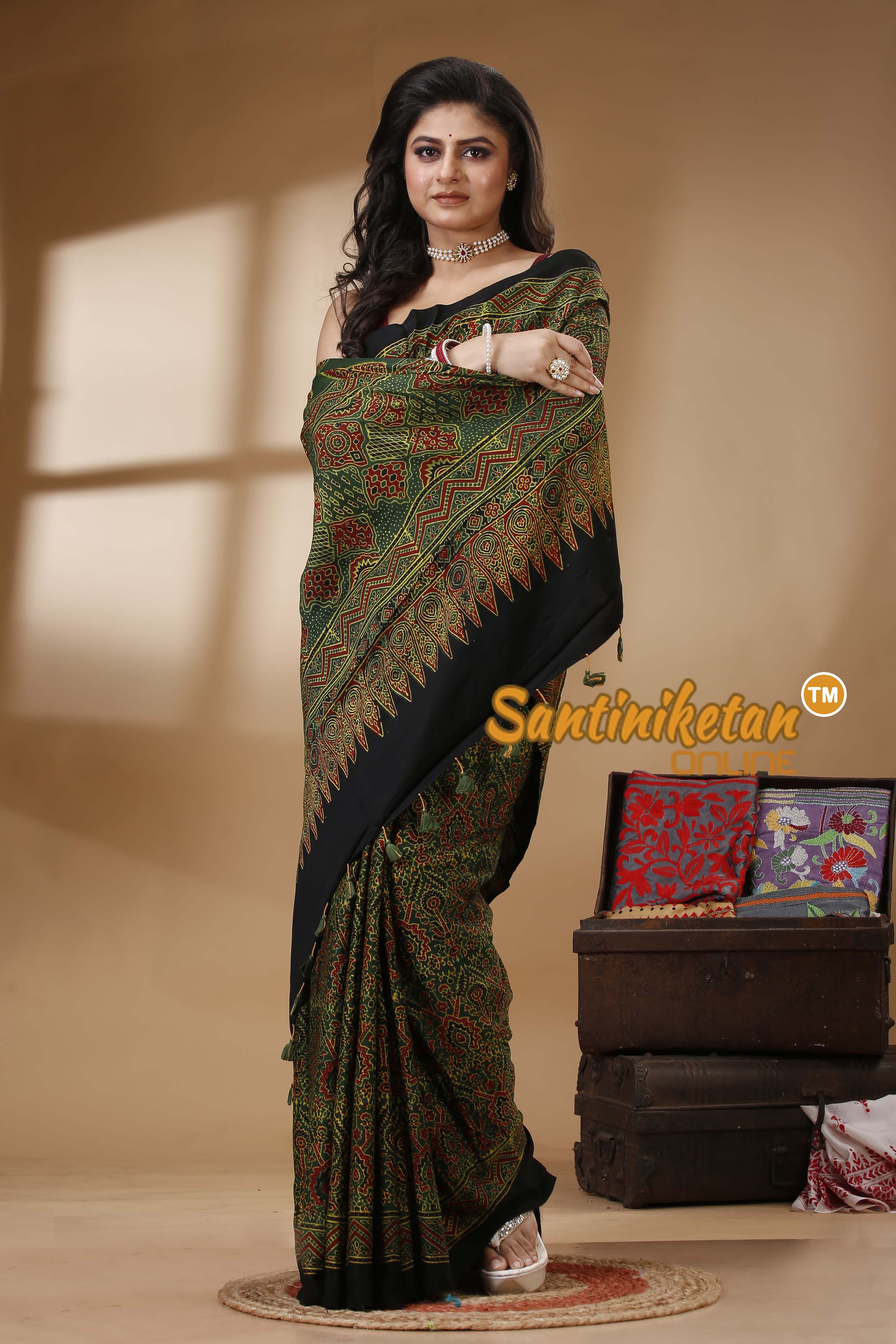 Ajrakh Hand Block On Modal Silk SN202522733