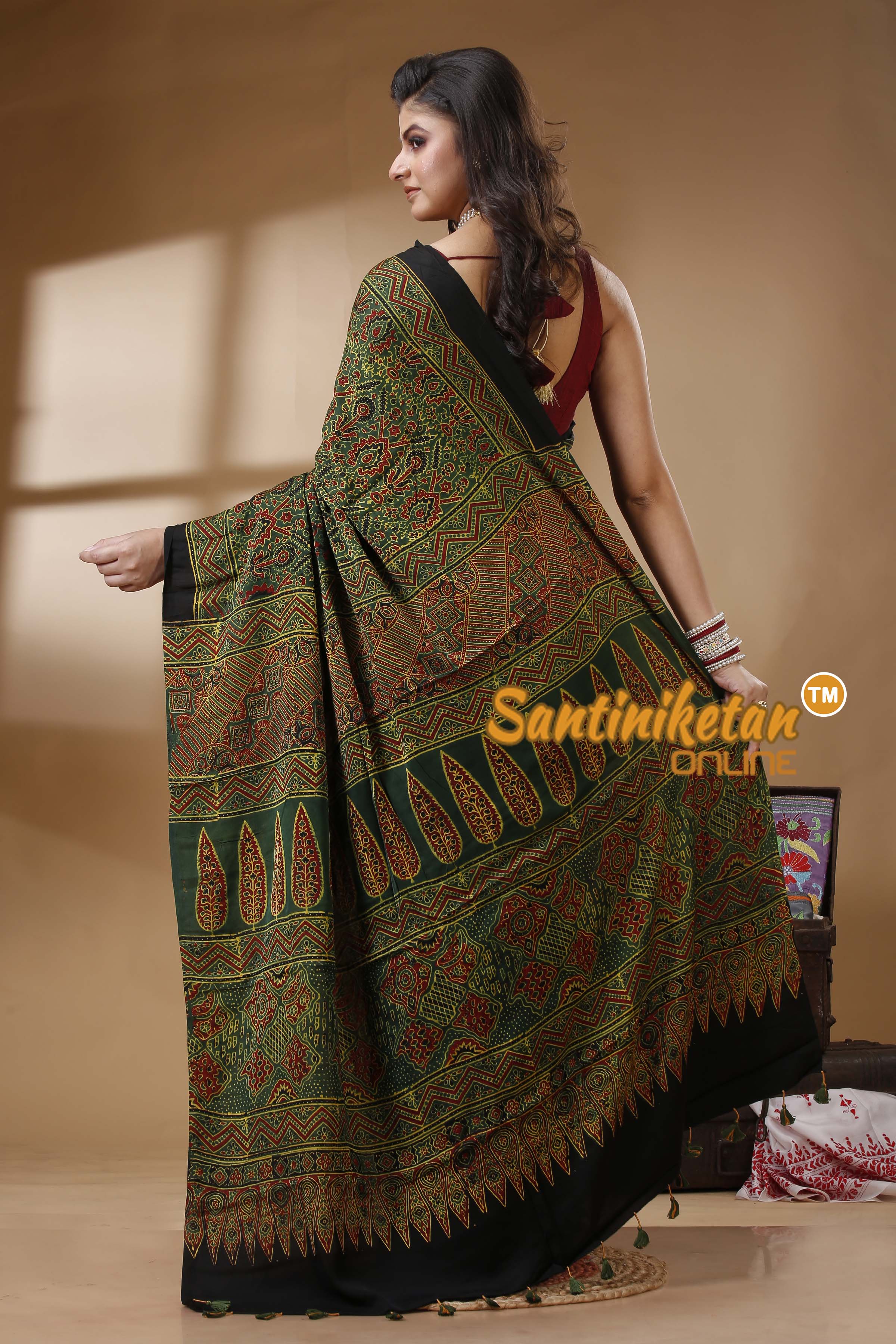 Ajrakh Hand Block On Modal Silk SN202522733
