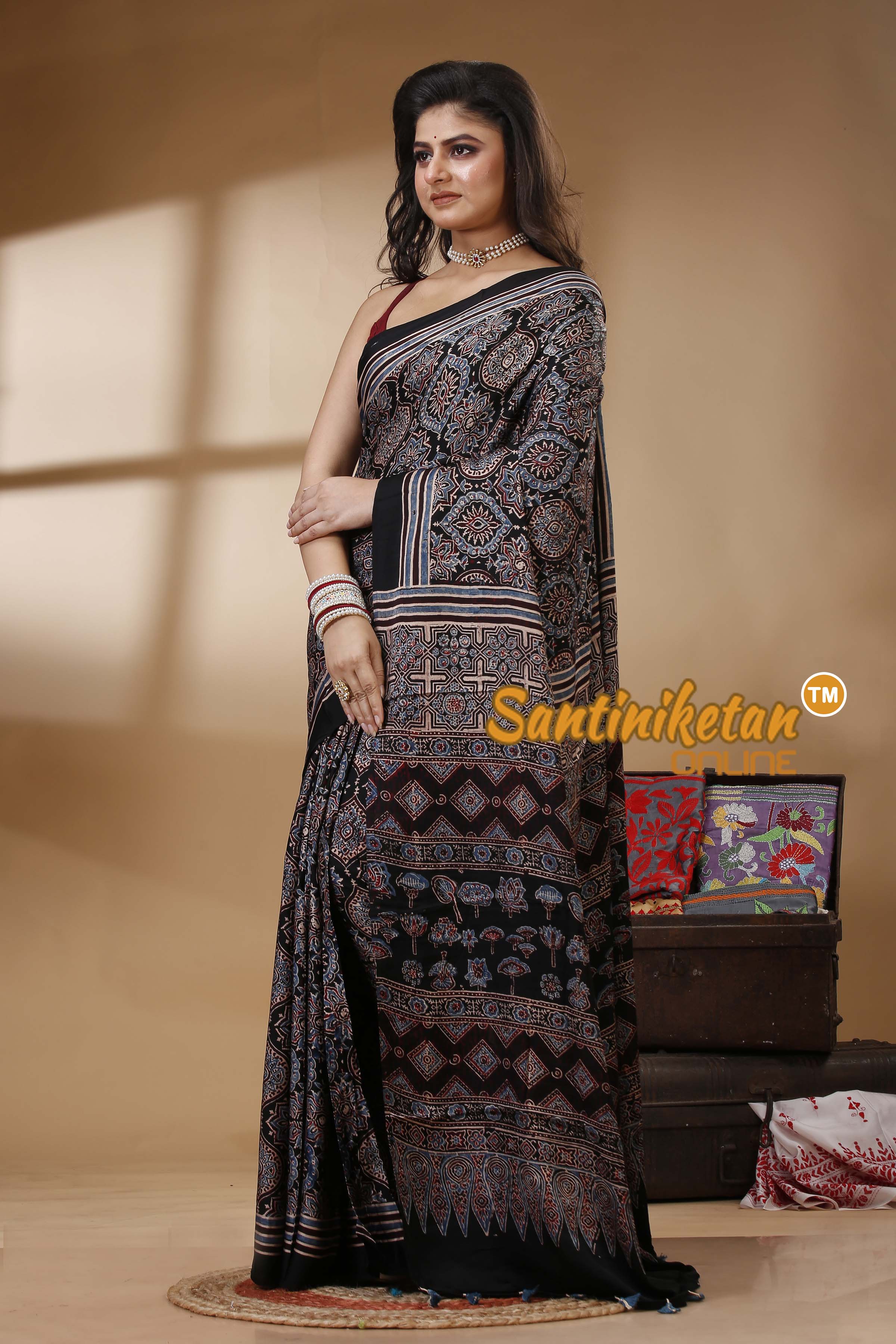 Ajrakh Hand Block On Modal Silk SN202522745