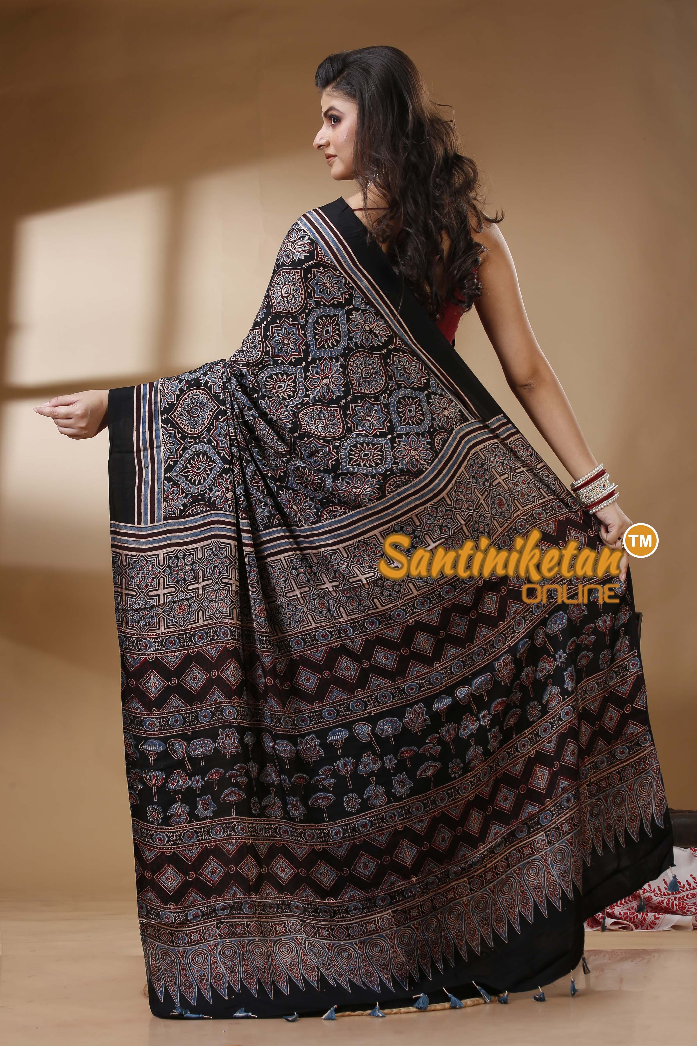 Ajrakh Hand Block On Modal Silk SN202522745