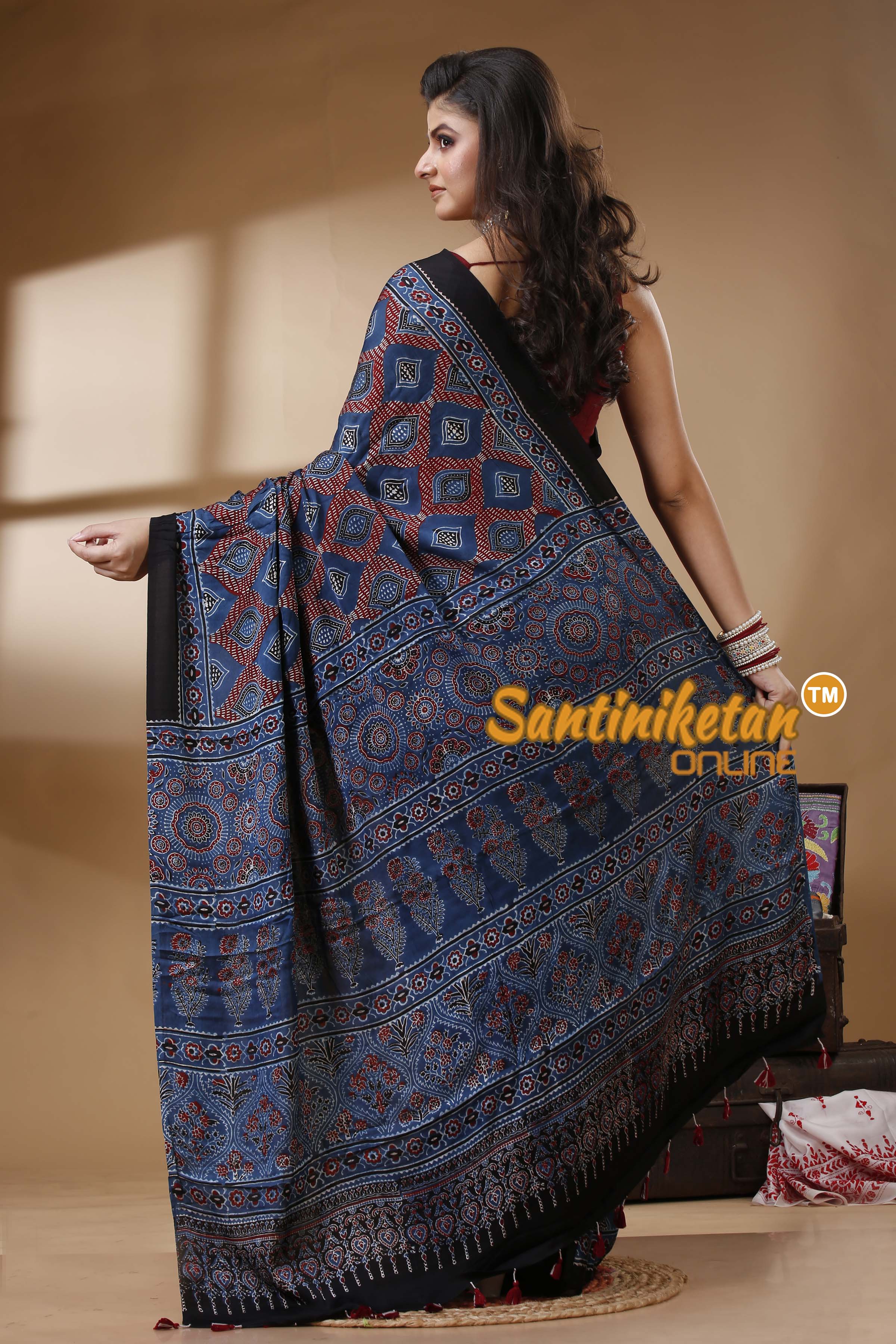 Ajrakh Hand Block On Modal Silk SN202522751