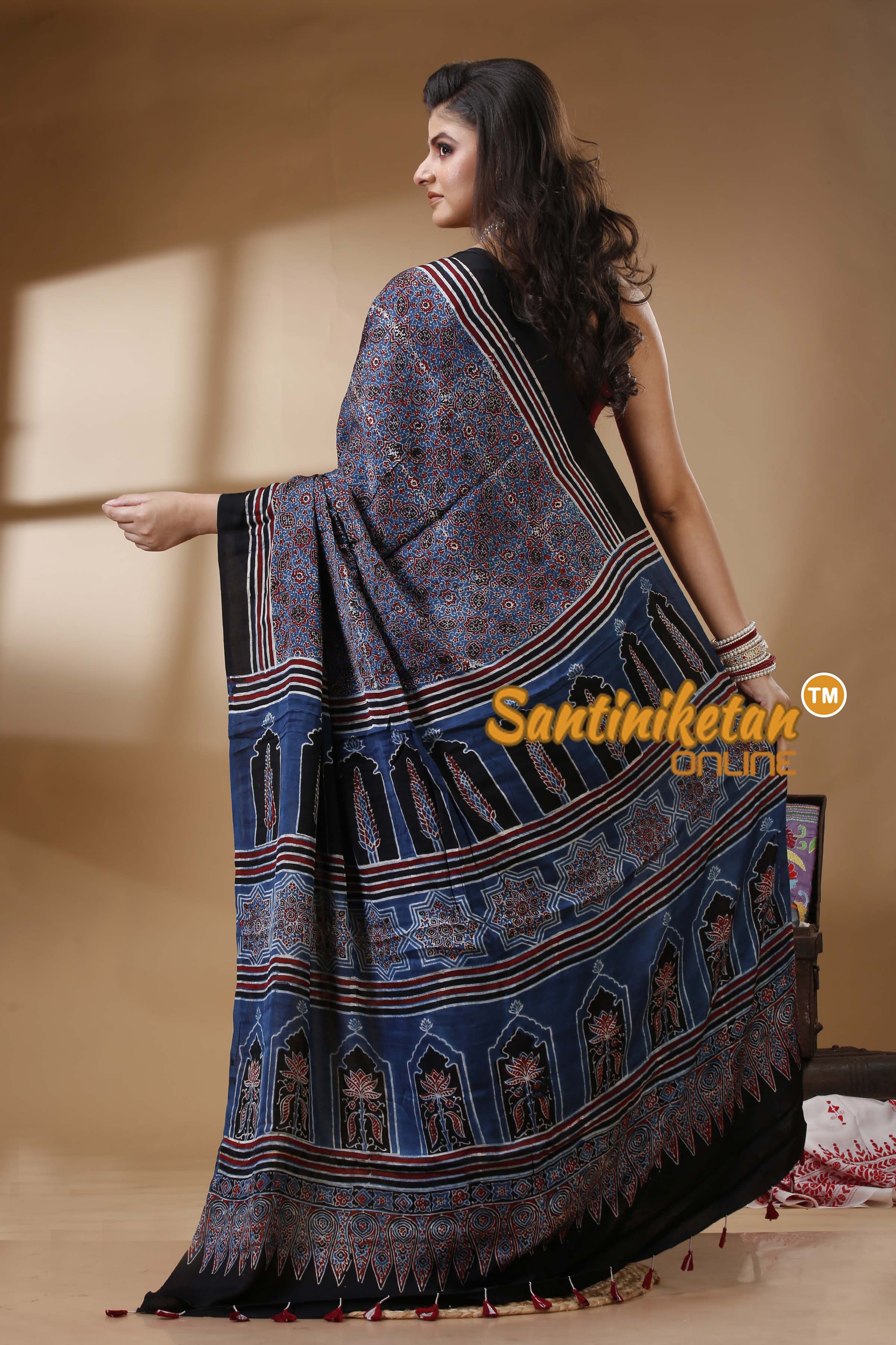 Ajrakh Hand Block On Modal Silk SN202522763
