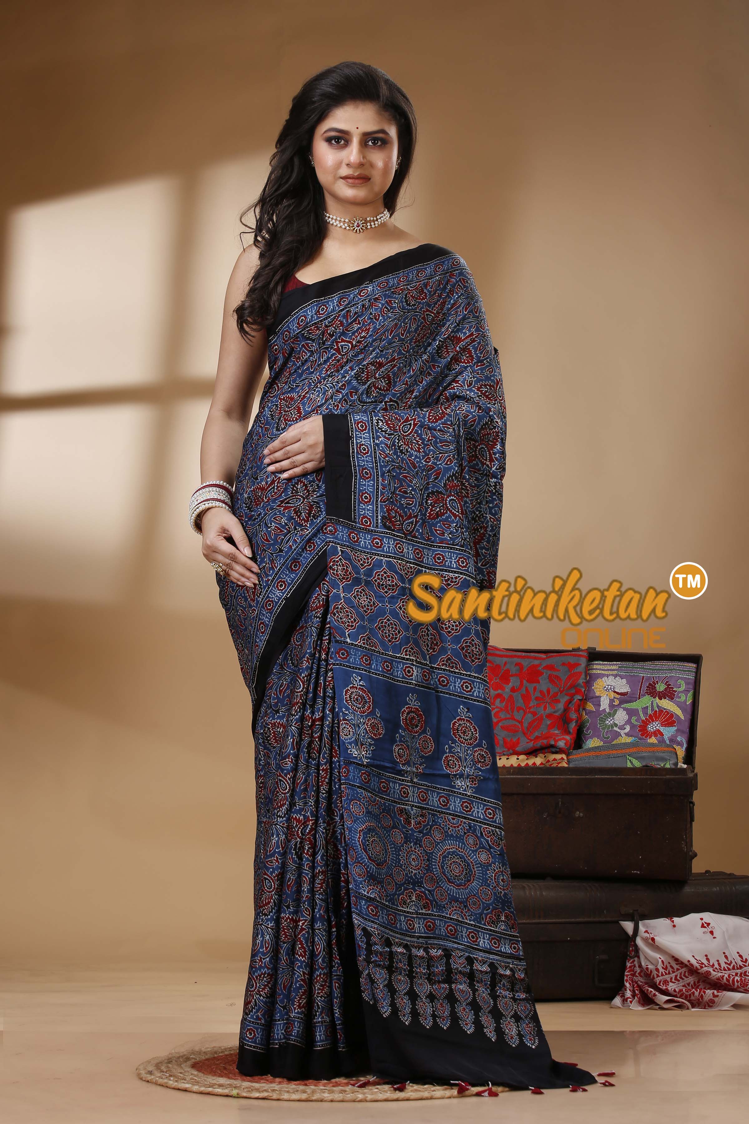 Ajrakh Hand Block On Modal Silk SN202522775