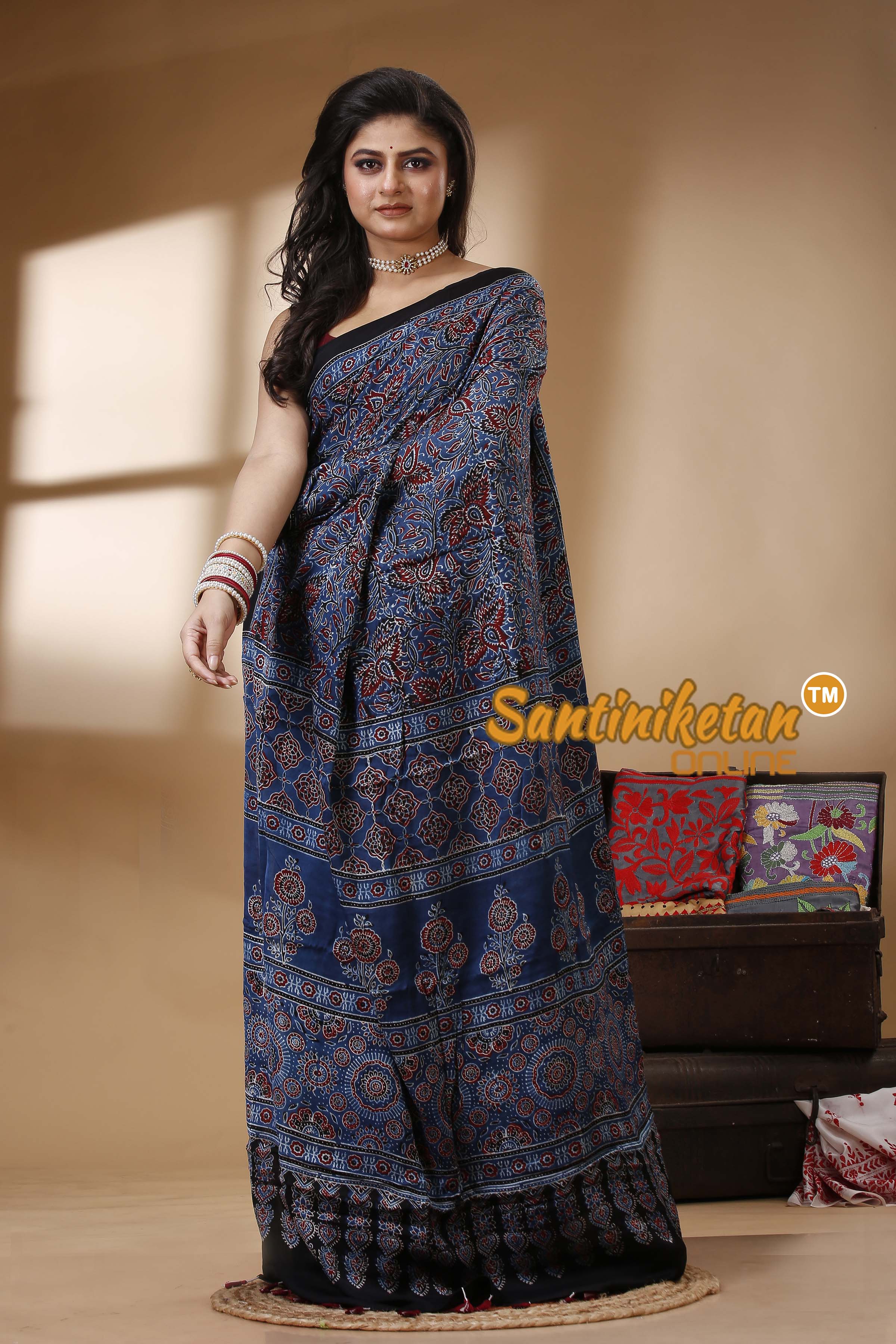 Ajrakh Hand Block On Modal Silk SN202522775