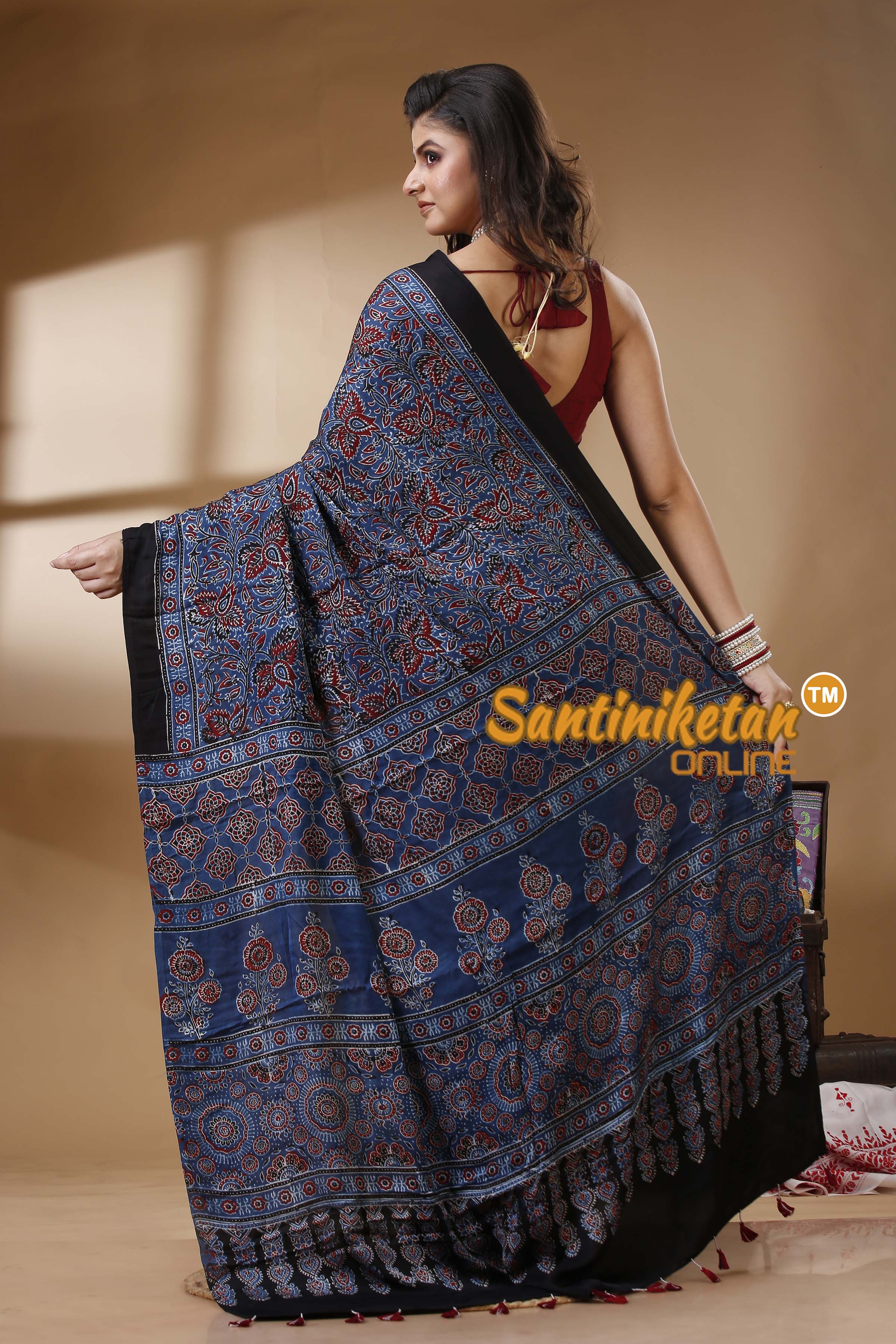 Ajrakh Hand Block On Modal Silk SN202522775
