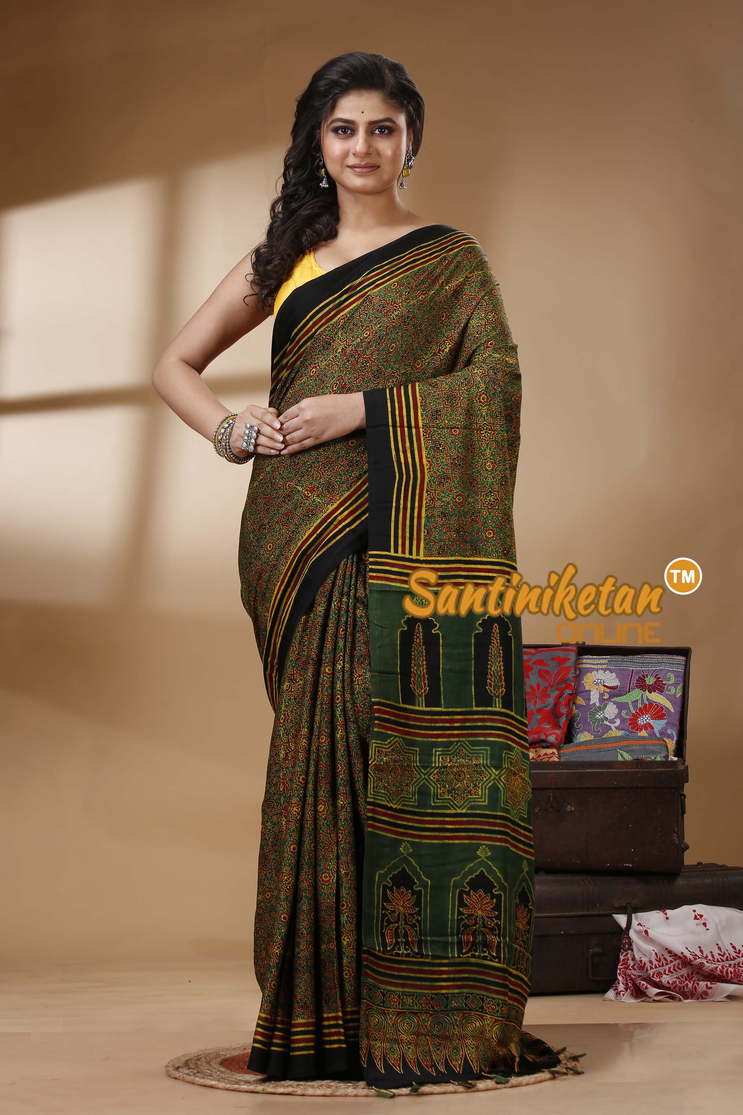 Ajrakh Hand Block On Modal Silk SN202522781