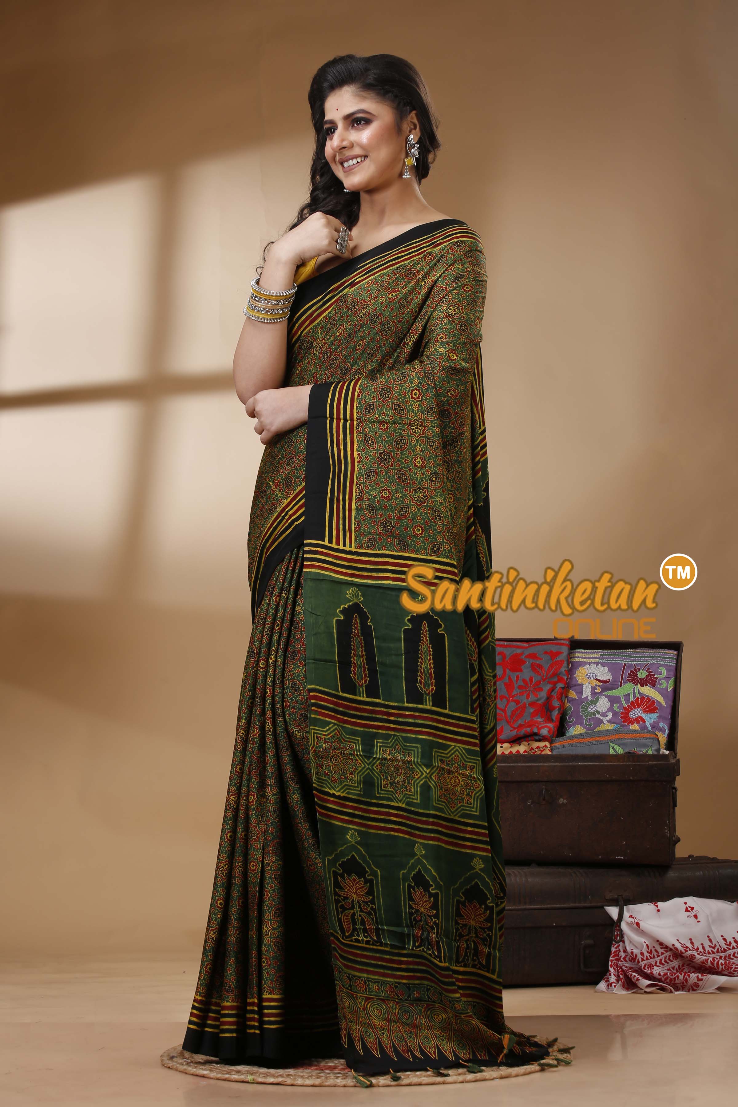 Ajrakh Hand Block On Modal Silk SN202522781