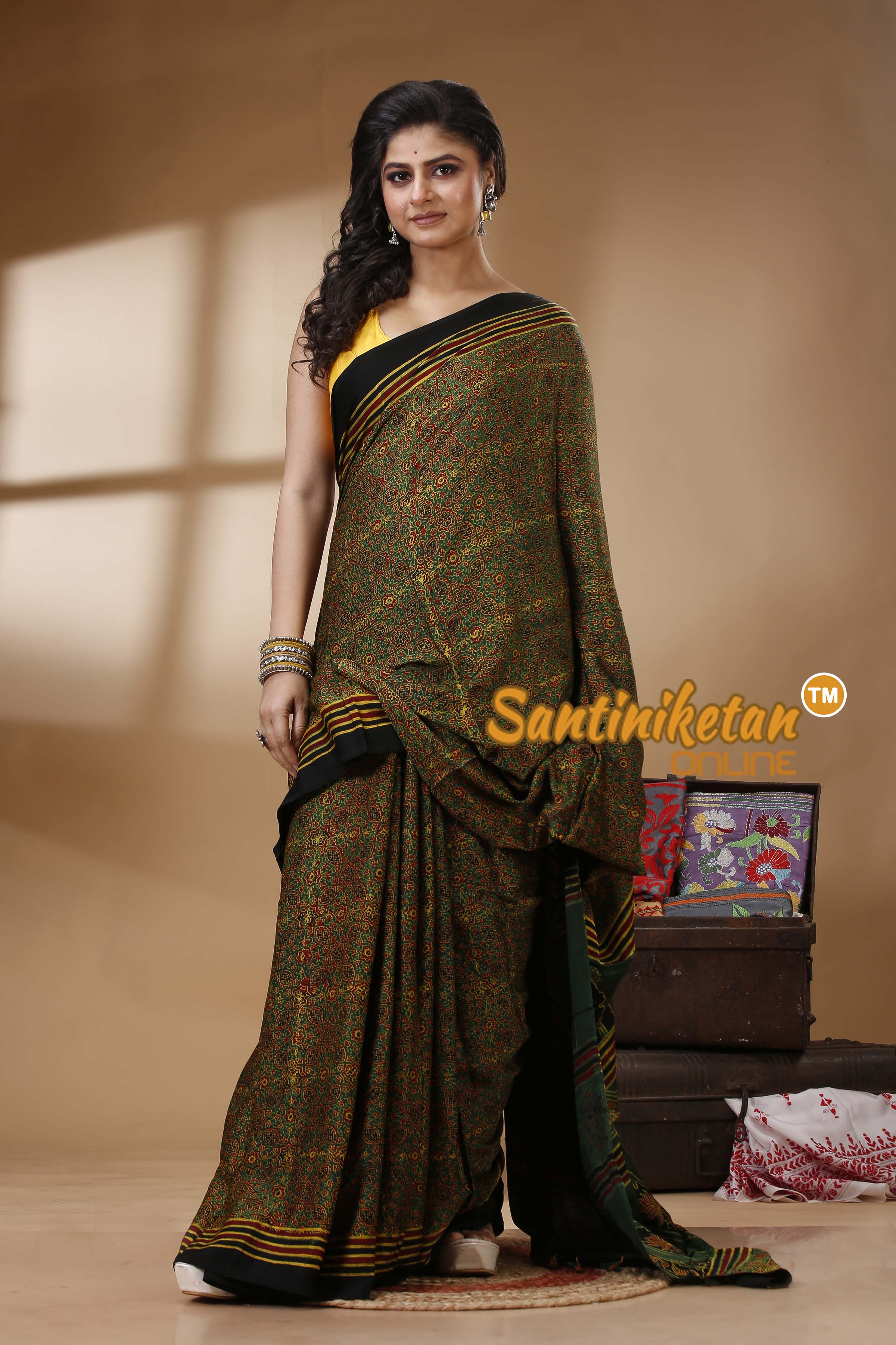Ajrakh Hand Block On Modal Silk SN202522781