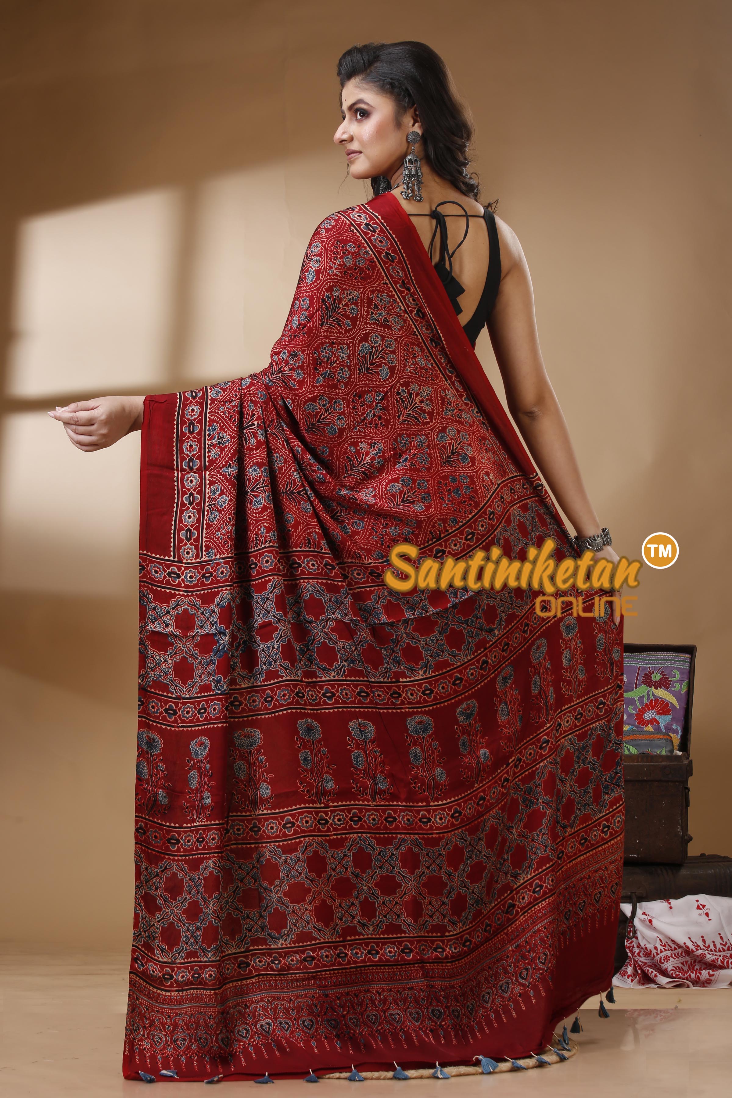 Ajrakh Hand Block On Modal Silk SN202522787