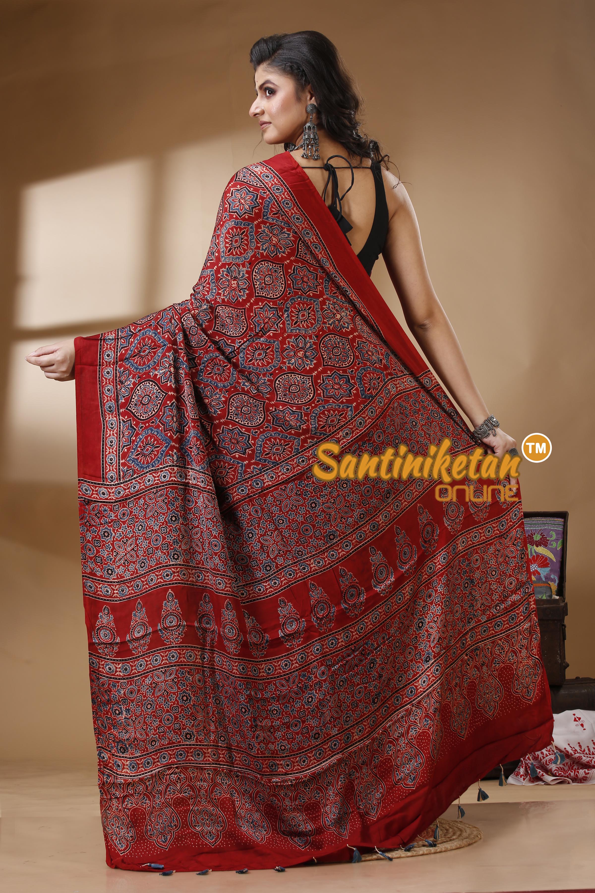 Ajrakh Hand Block On Modal Silk SN202522805