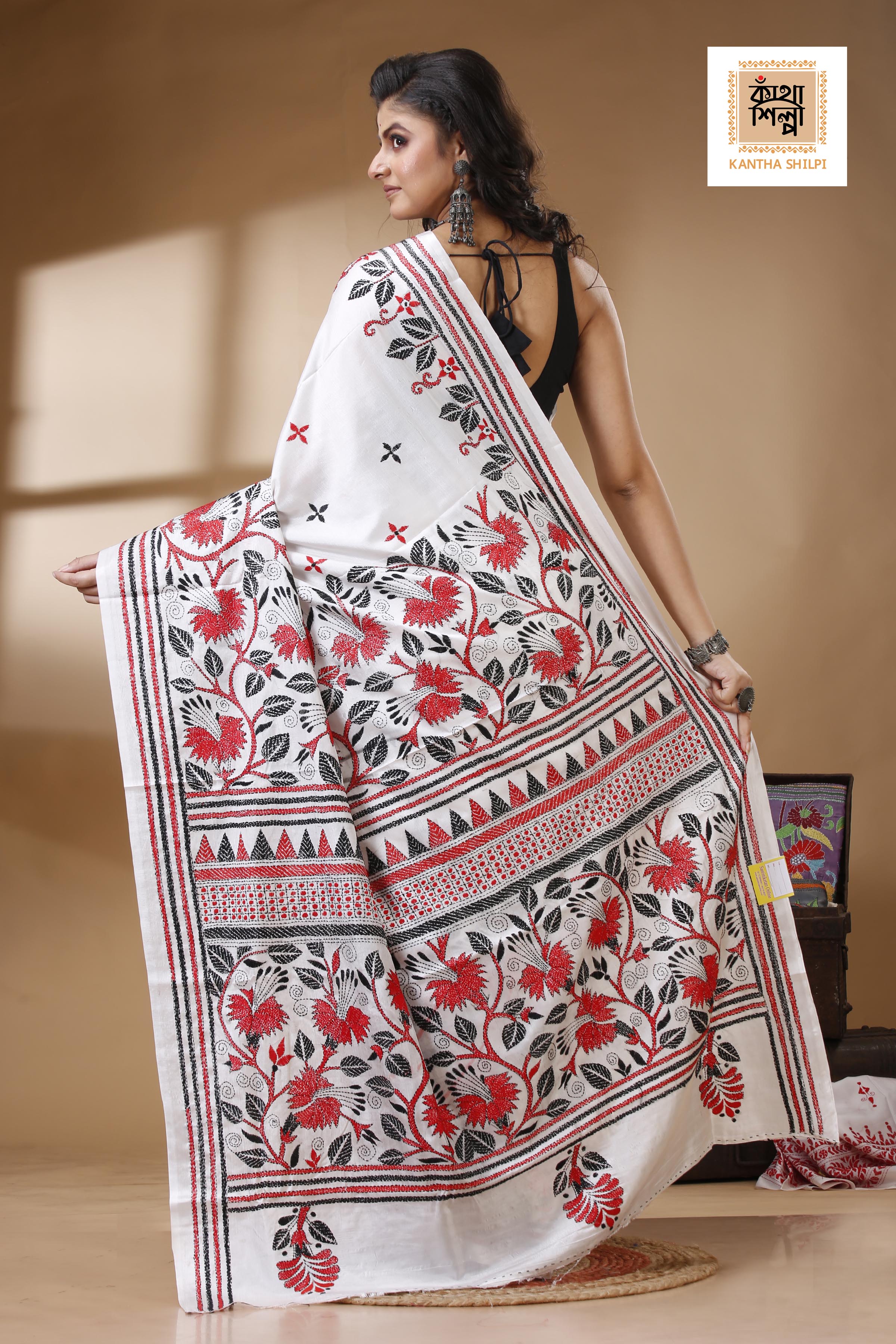 Bangalore Silk Kantha Stitch Saree SN202522823