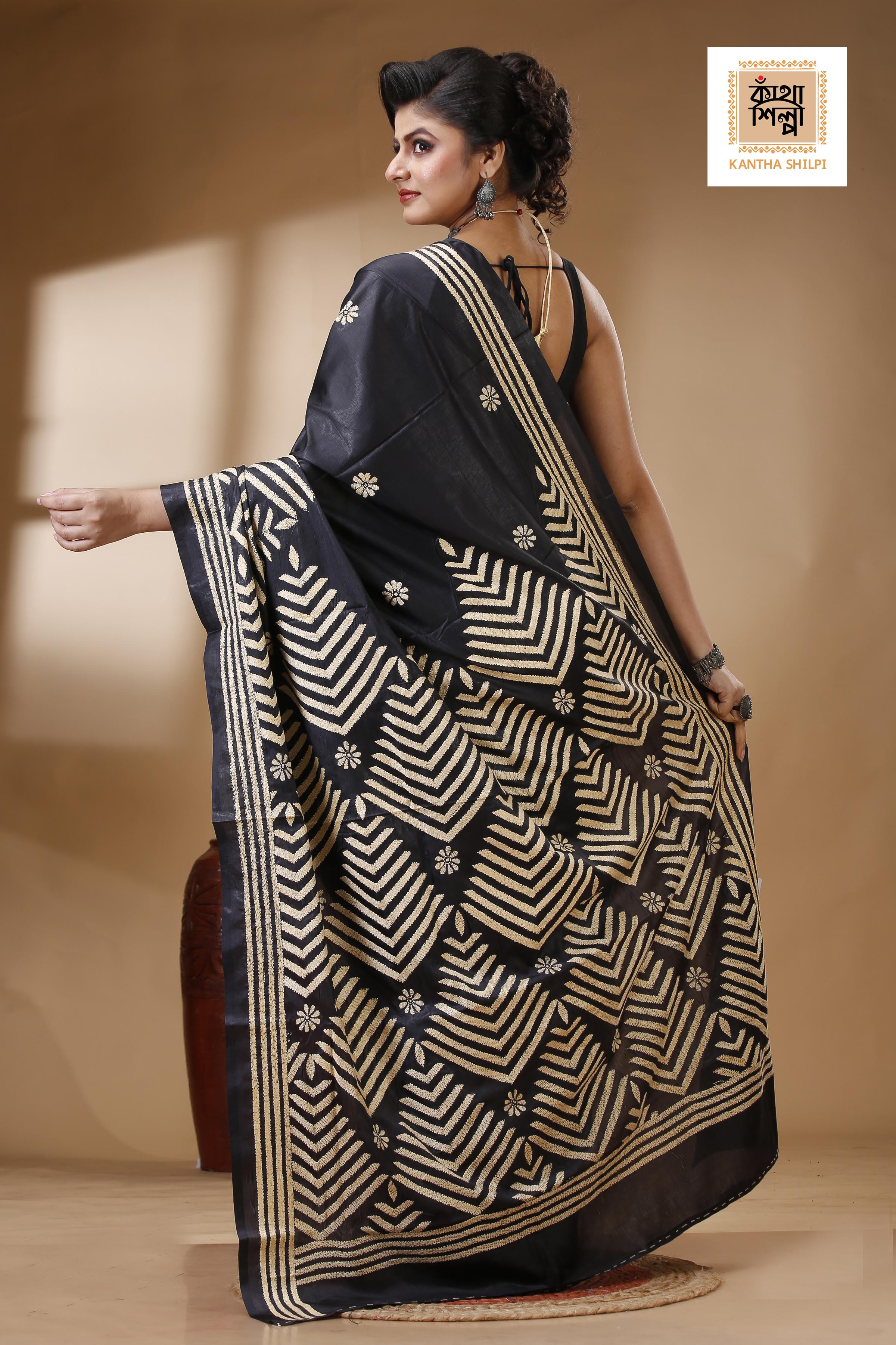 Bangalore Silk Kantha Stitch Saree SN202522841