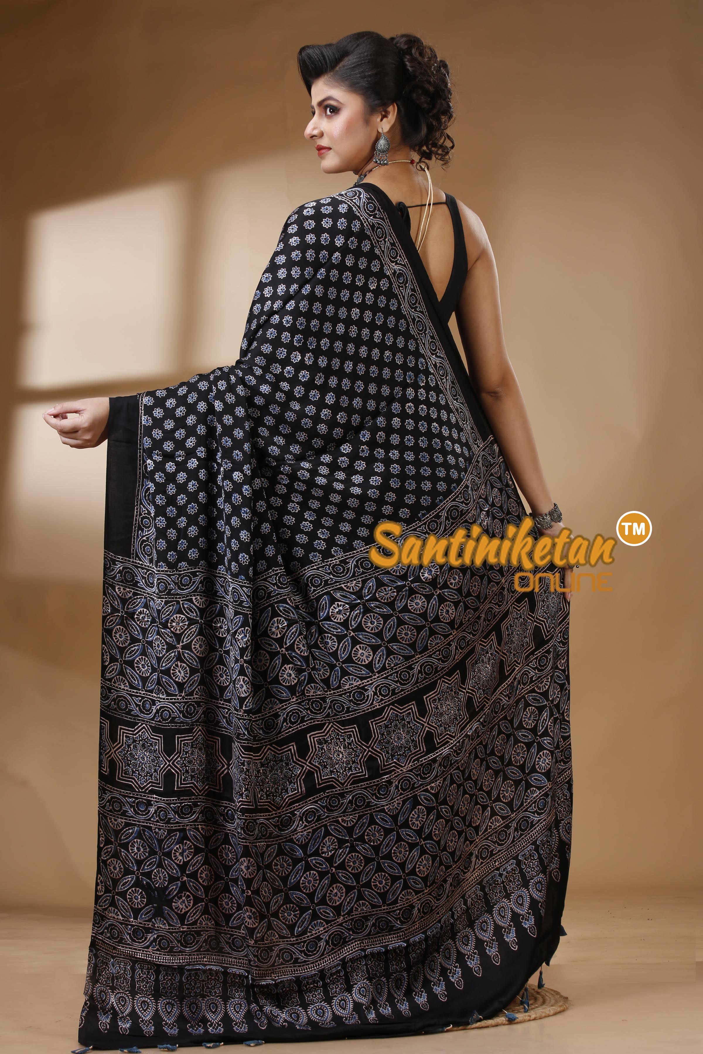 Ajrakh Hand Block On Modal Silk SN202522865