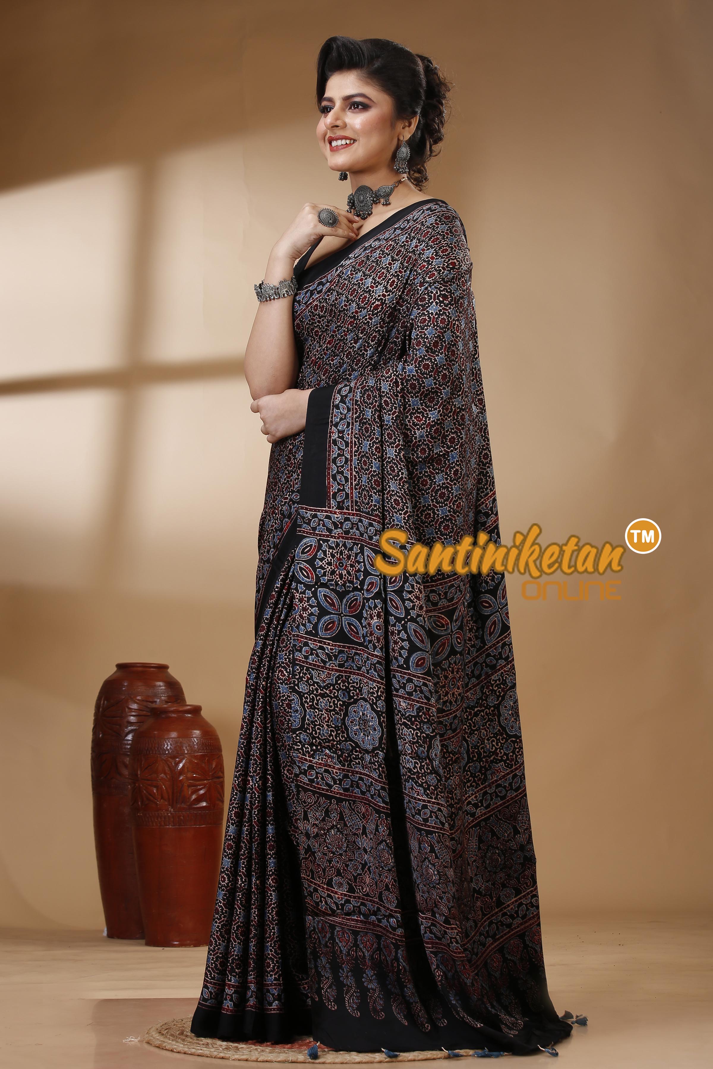 Ajrakh Hand Block On Modal Silk SN202522883