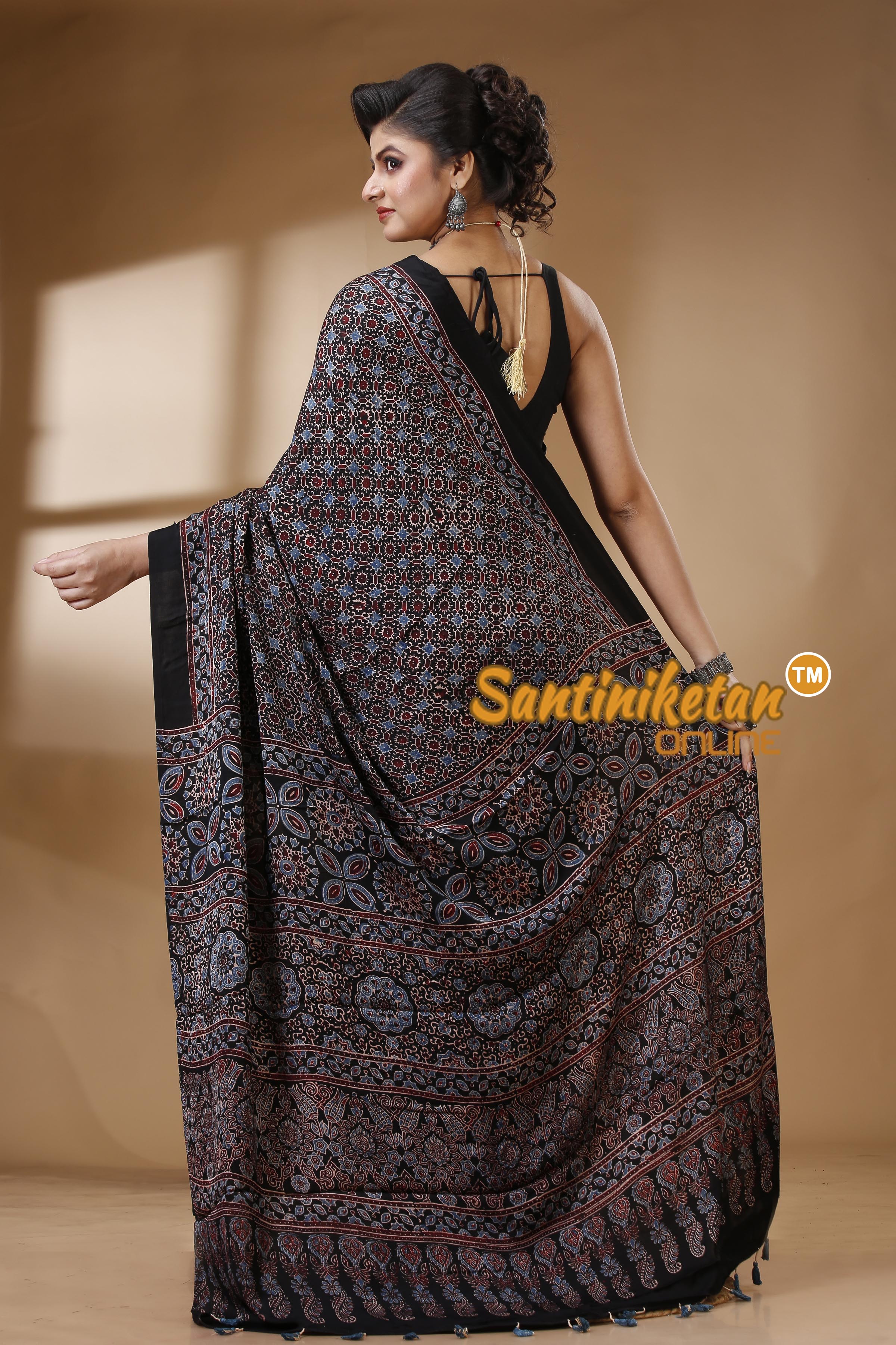 Ajrakh Hand Block On Modal Silk SN202522883