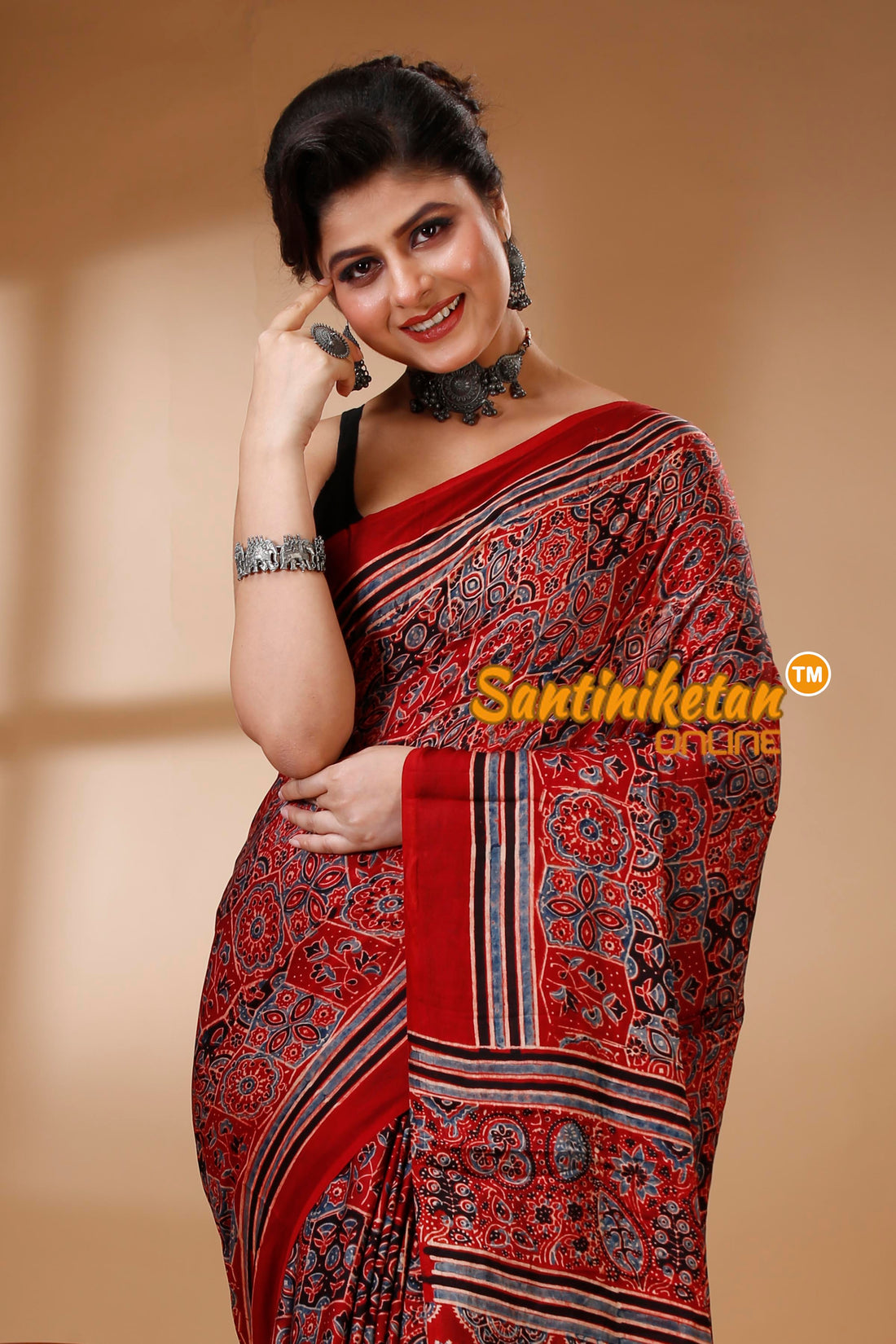 Ajrakh Hand Block On Modal Silk SN202522907