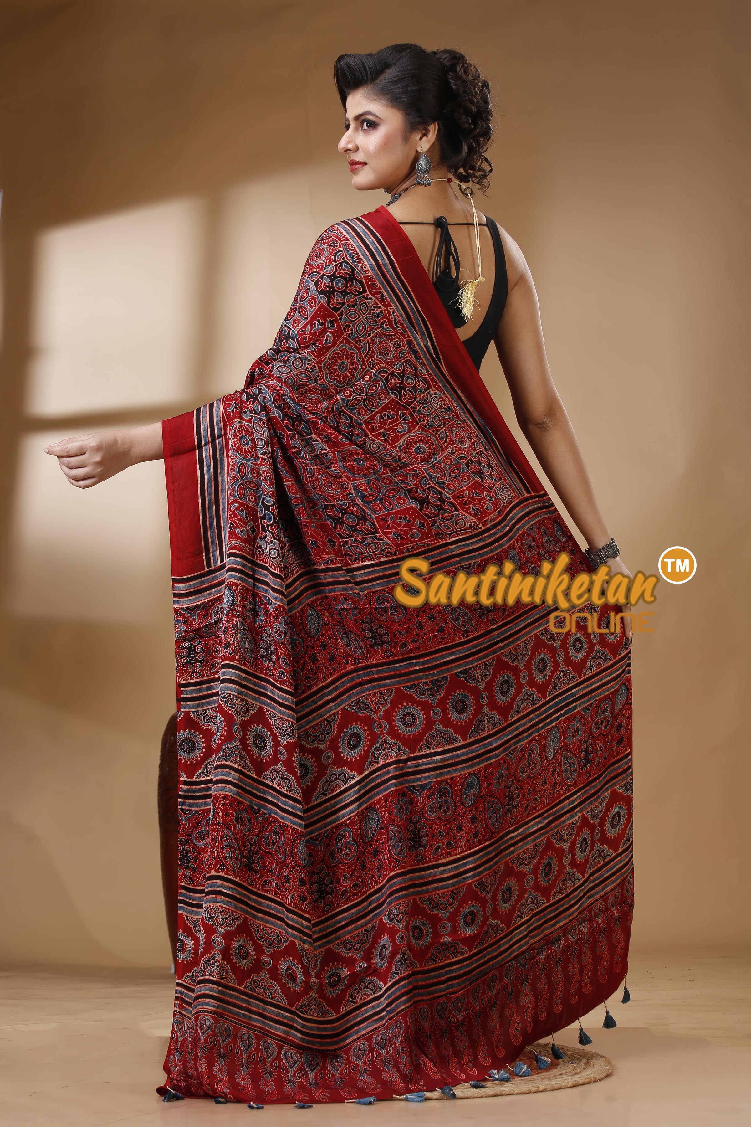 Ajrakh Hand Block On Modal Silk SN202522907