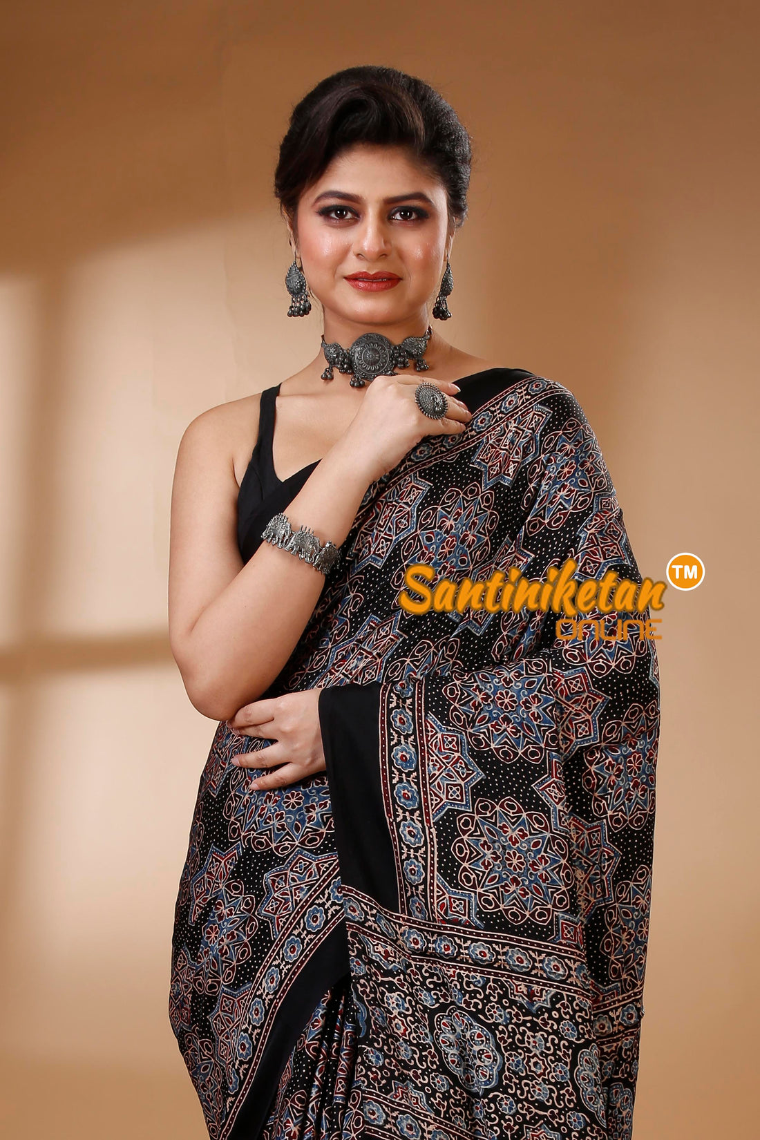 Ajrakh Hand Block On Modal Silk SN202522919