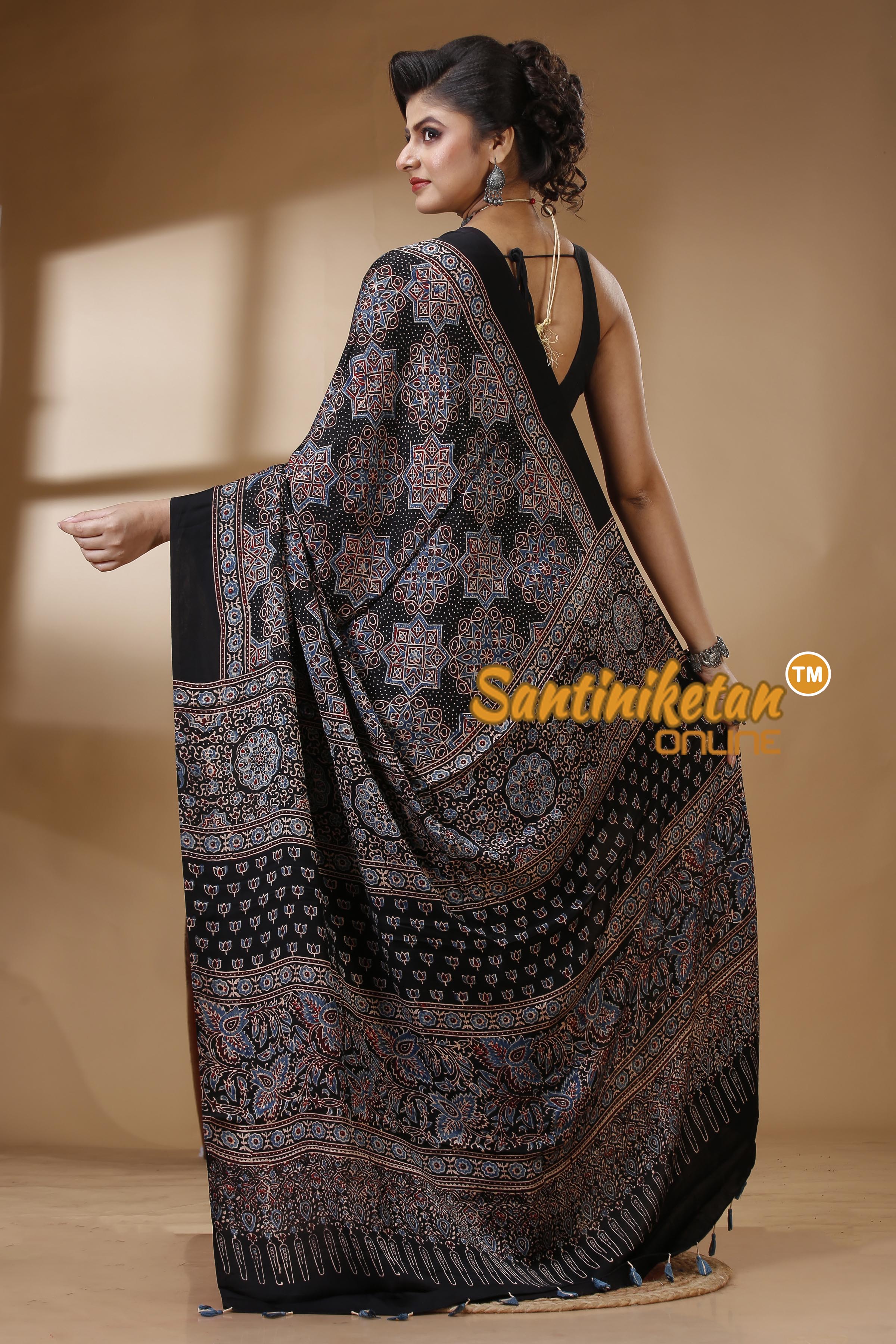 Ajrakh Hand Block On Modal Silk SN202522919