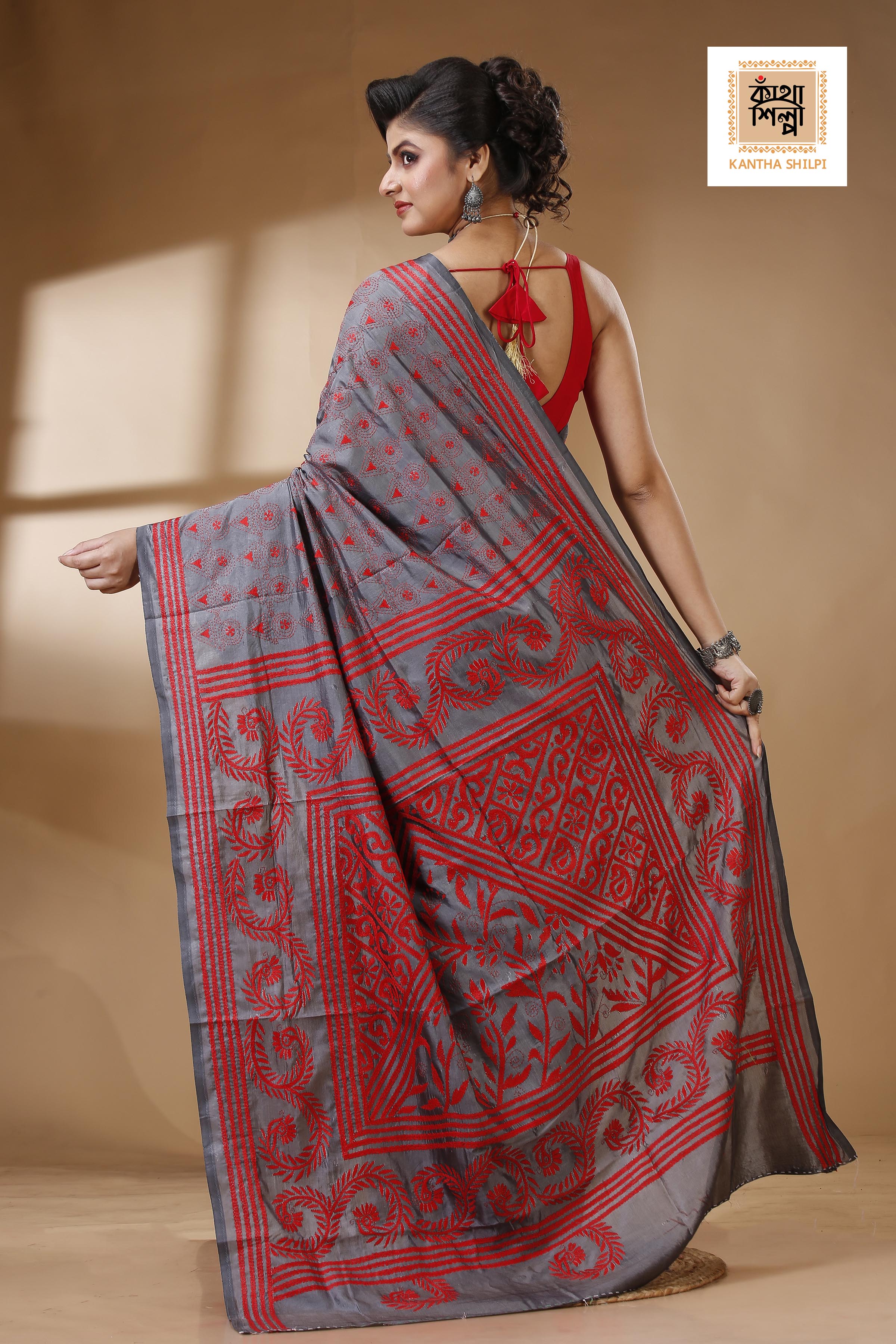 Bangalore Silk Kantha Stitch Saree SN202522949