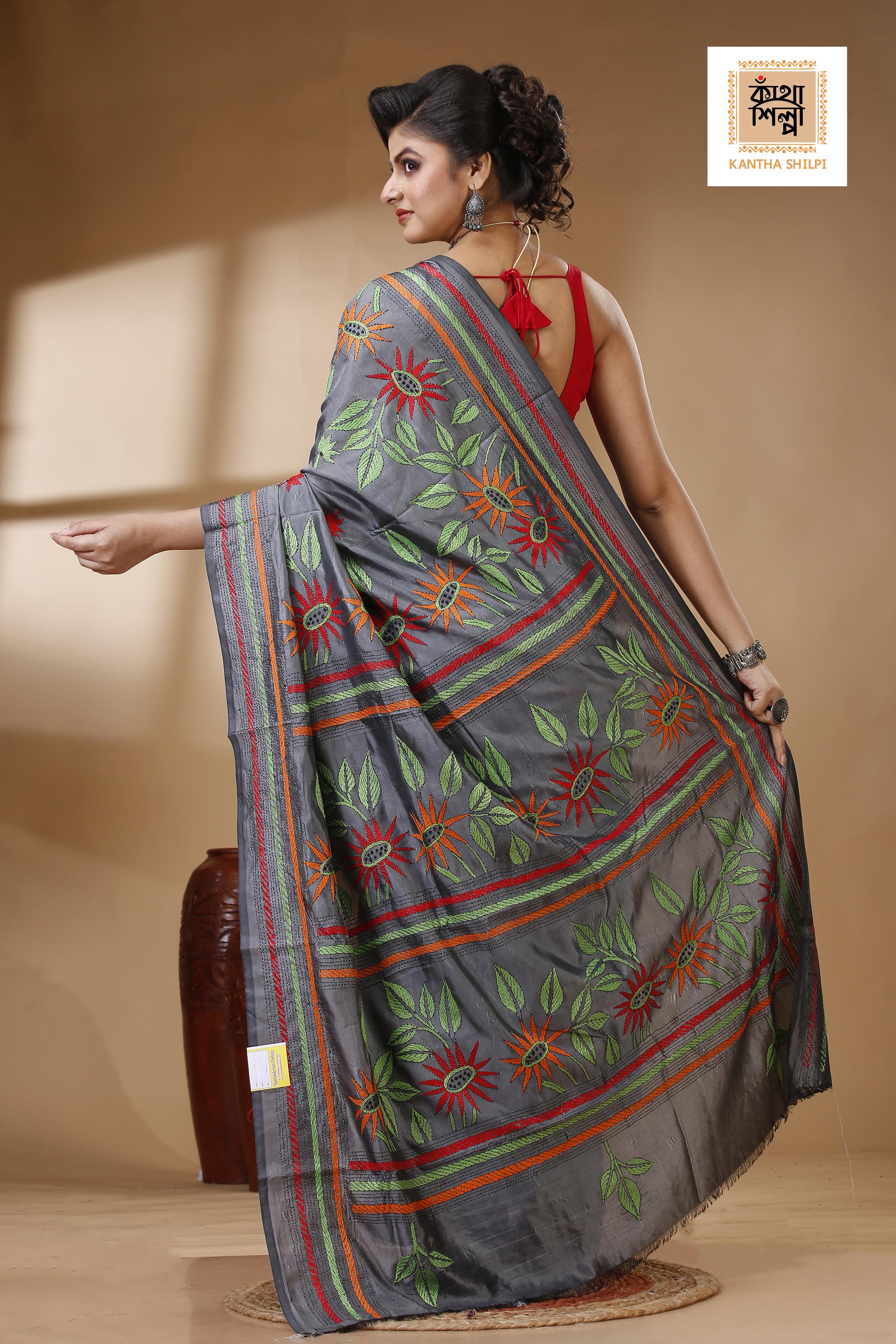 Bangalore Silk Kantha Stitch Saree SN202522967