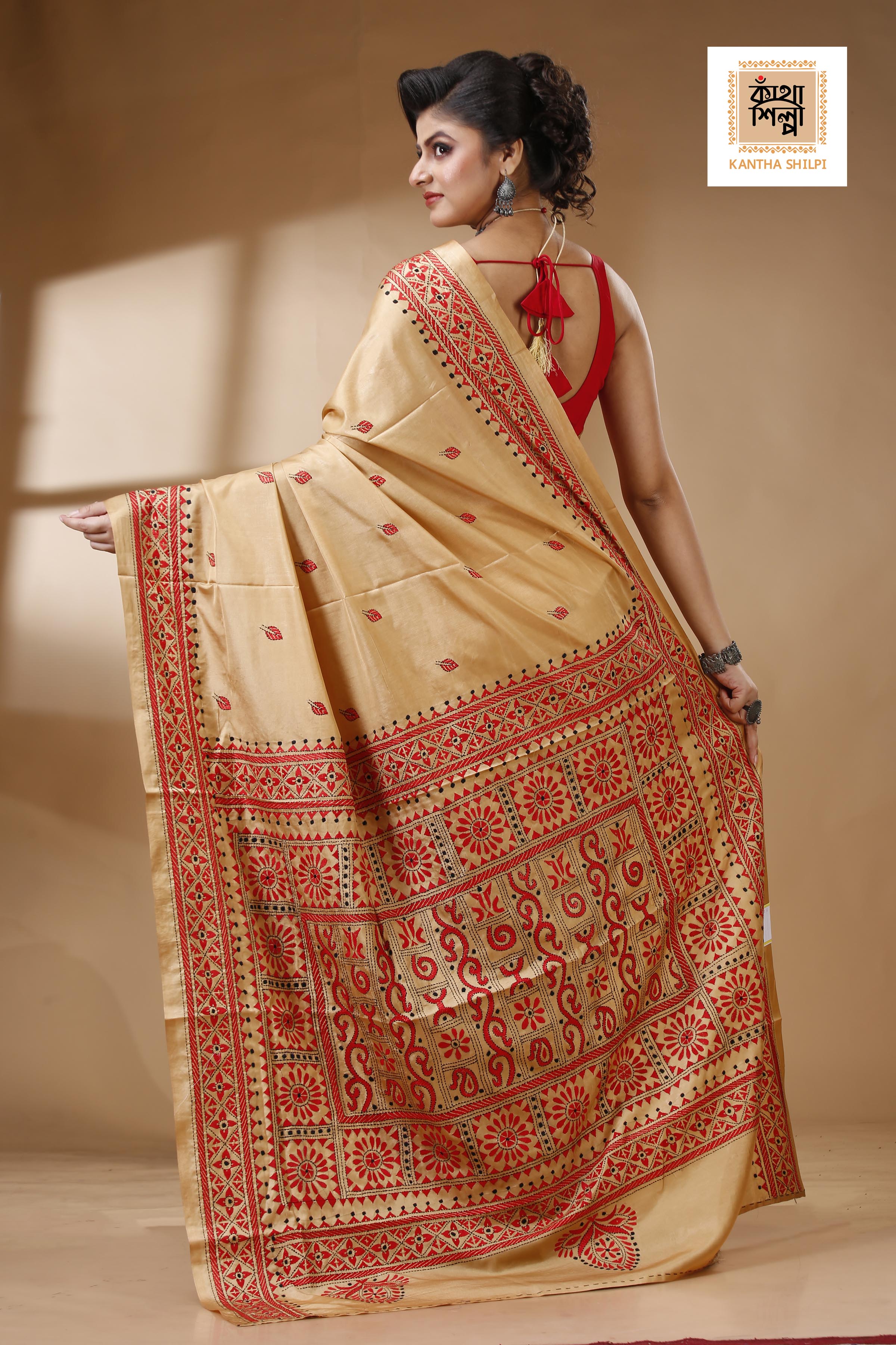 Bangalore Silk Kantha Stitch Saree SN202522979