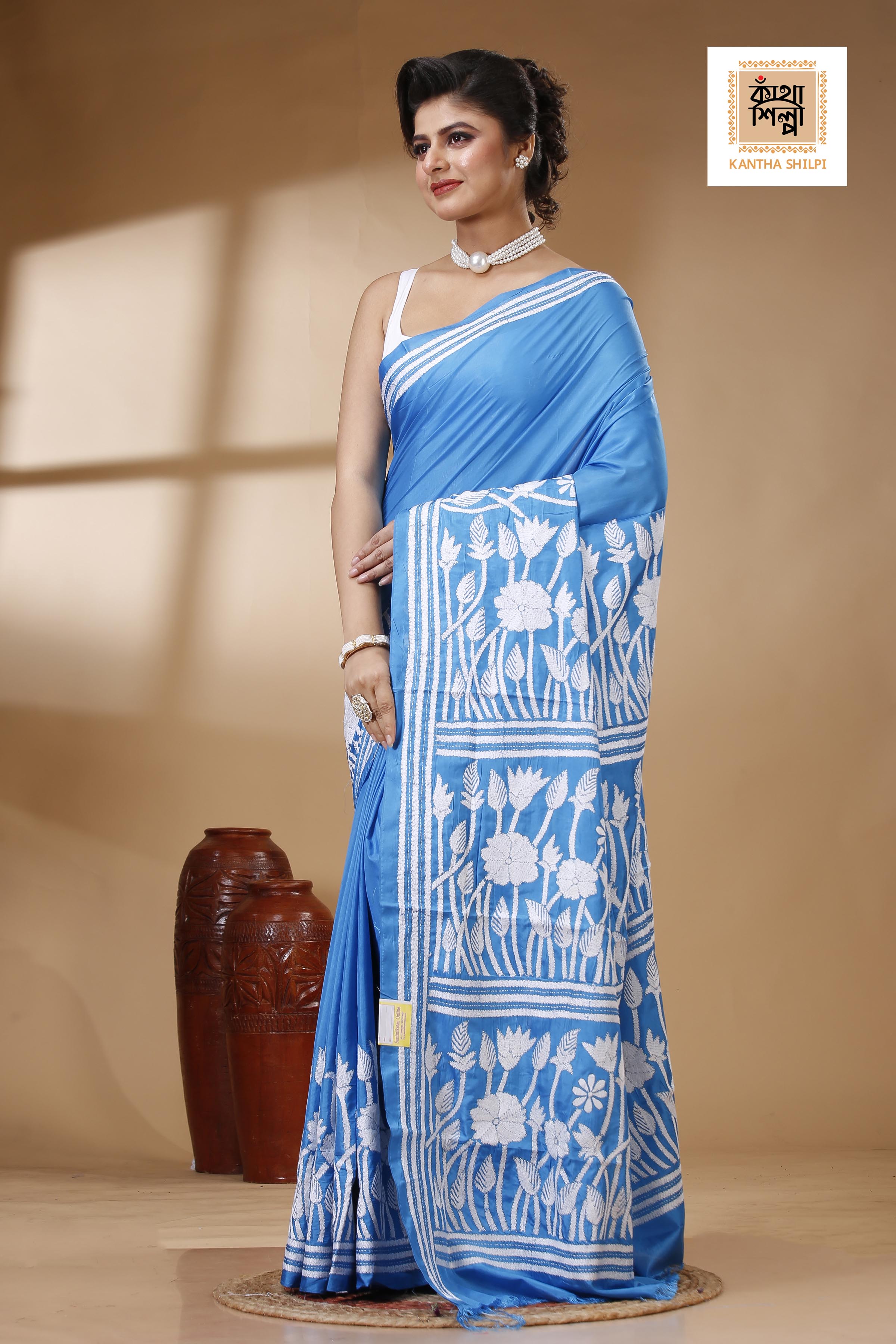 Bangalore Silk Kantha Stitch Saree SN202523007