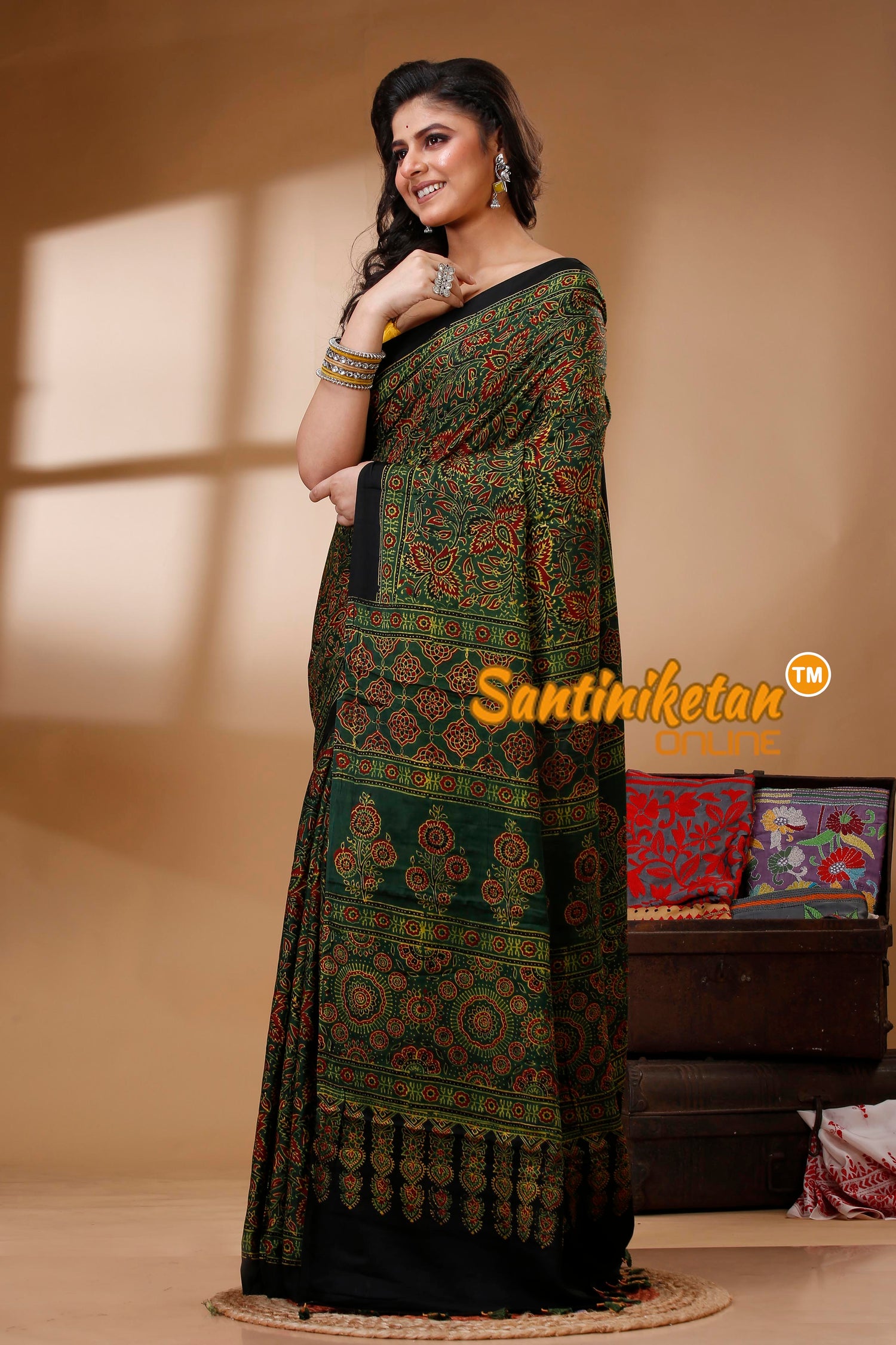 Ajrakh Hand Block On Modal Silk SN202523097
