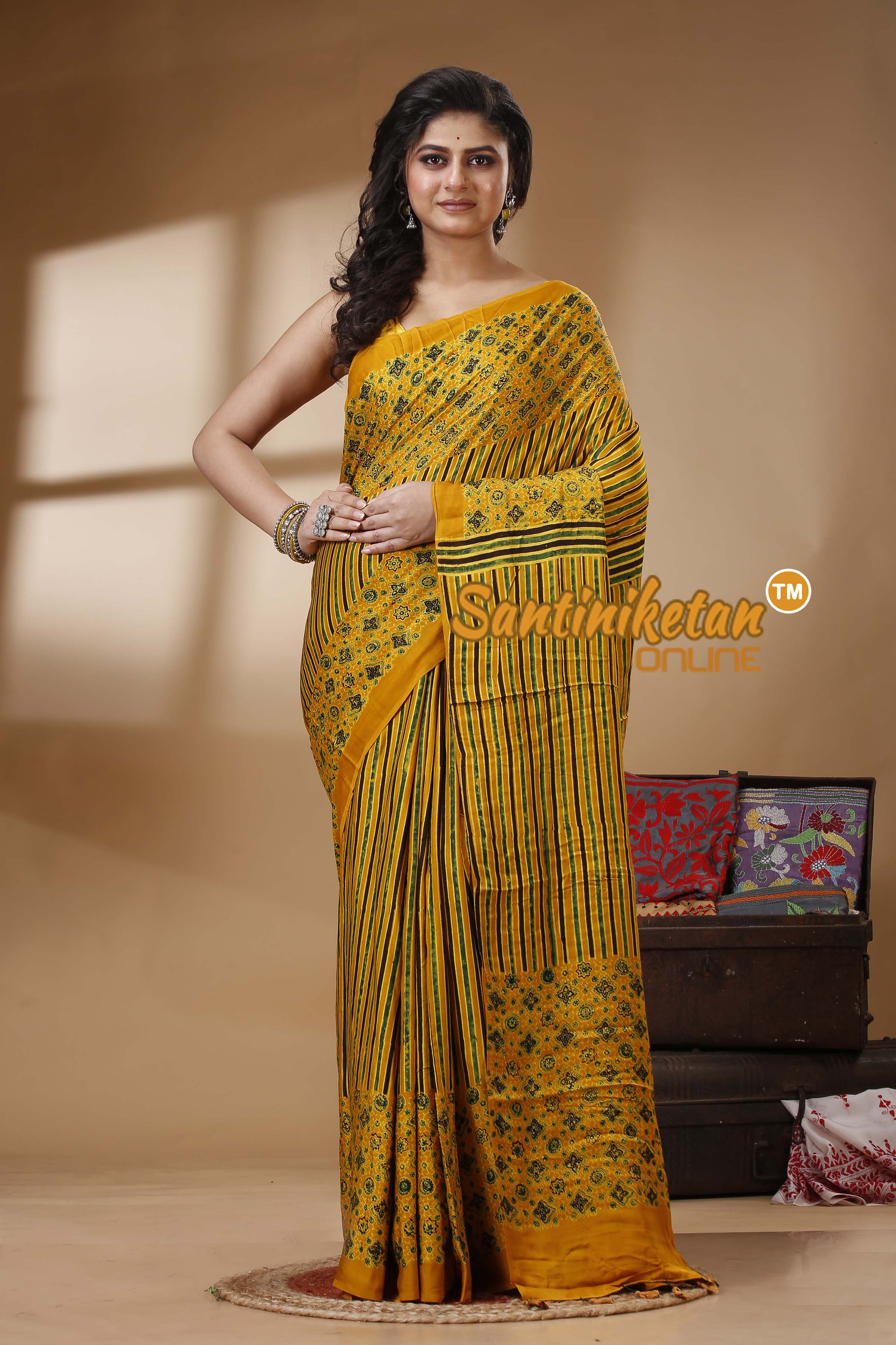 Ajrakh Hand Block On Modal Silk SN202523104