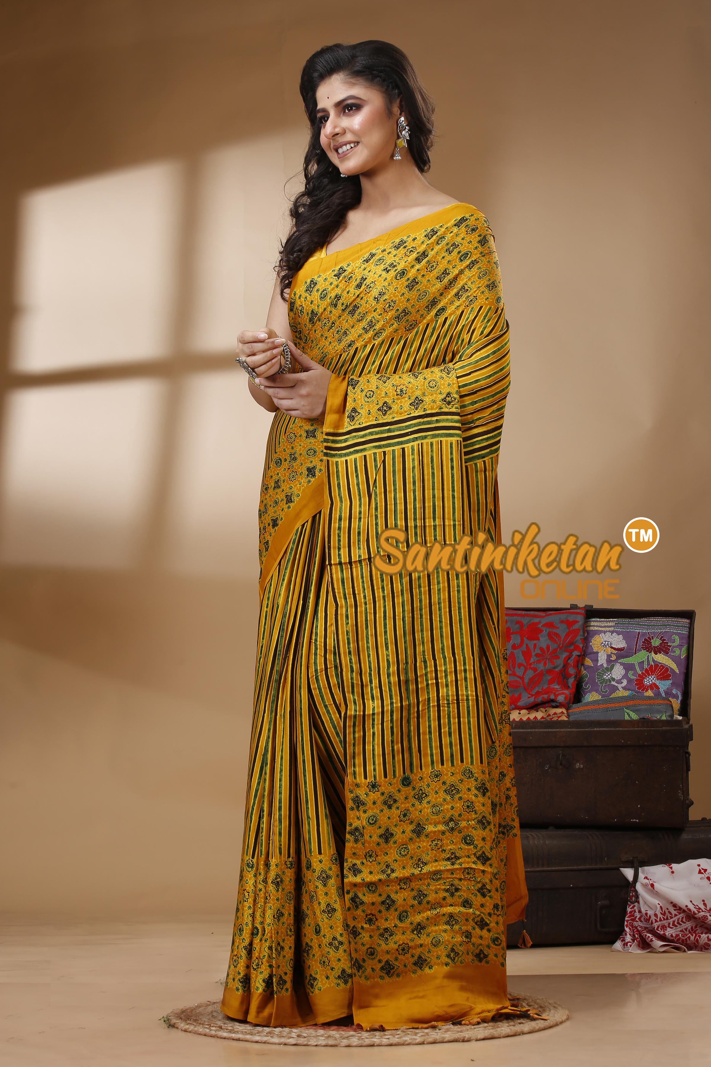 Ajrakh Hand Block On Modal Silk SN202523104