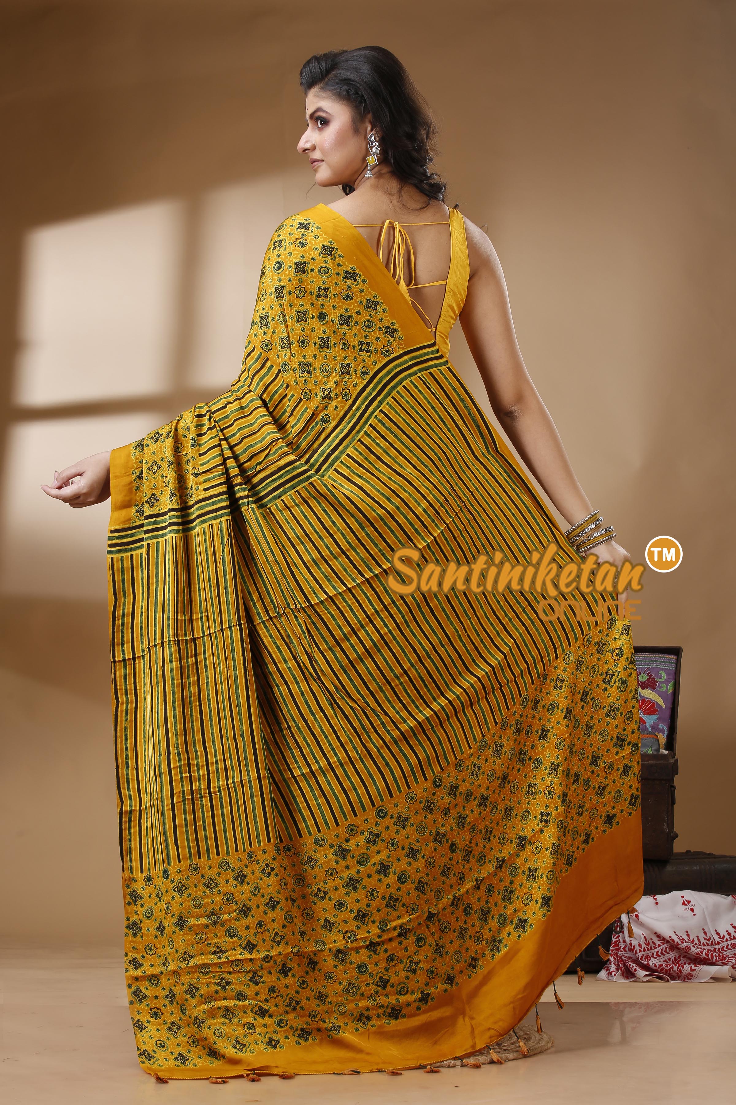 Ajrakh Hand Block On Modal Silk SN202523104