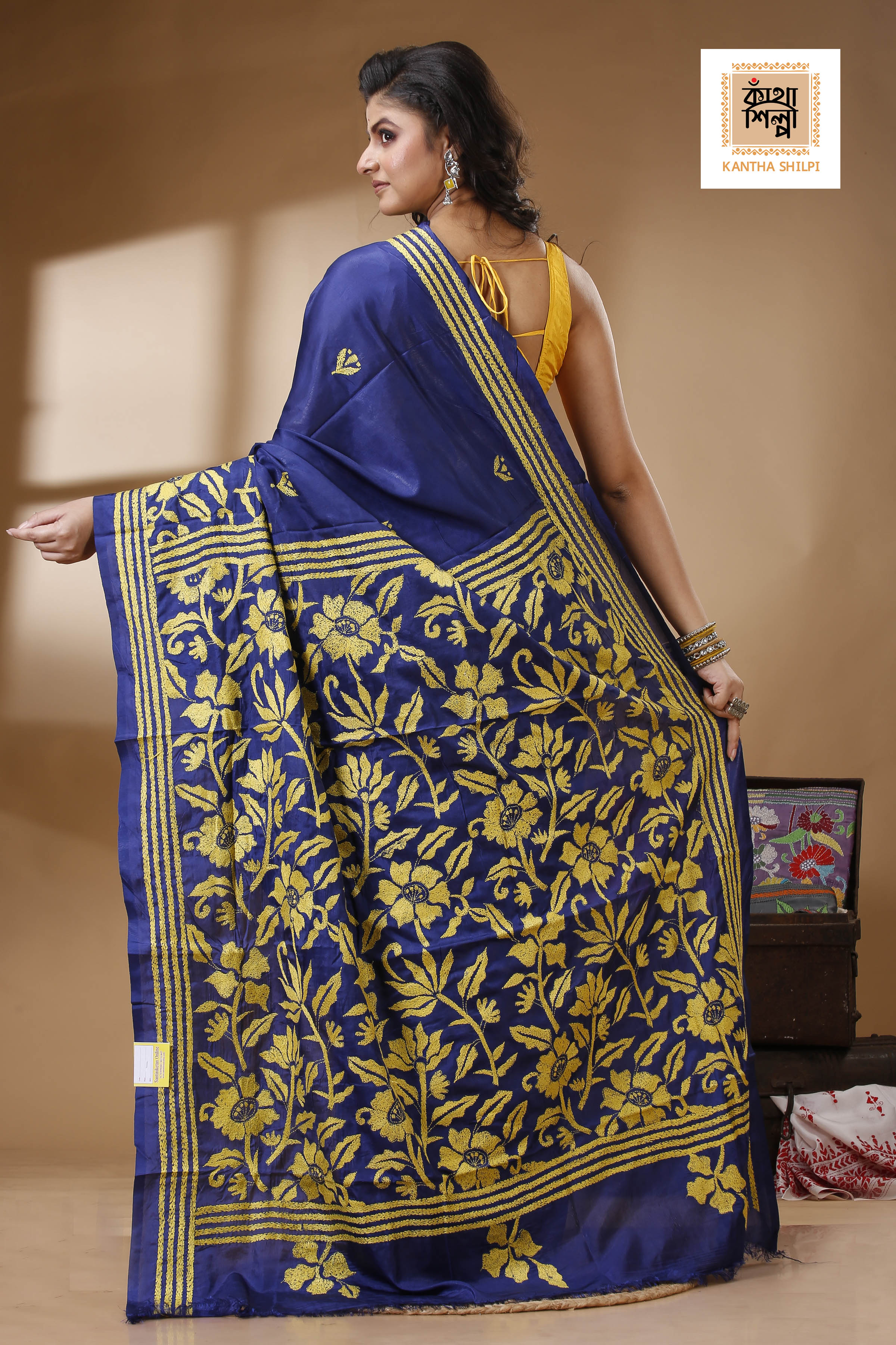 Bangalore Silk Kantha Stitch Saree SN202523110