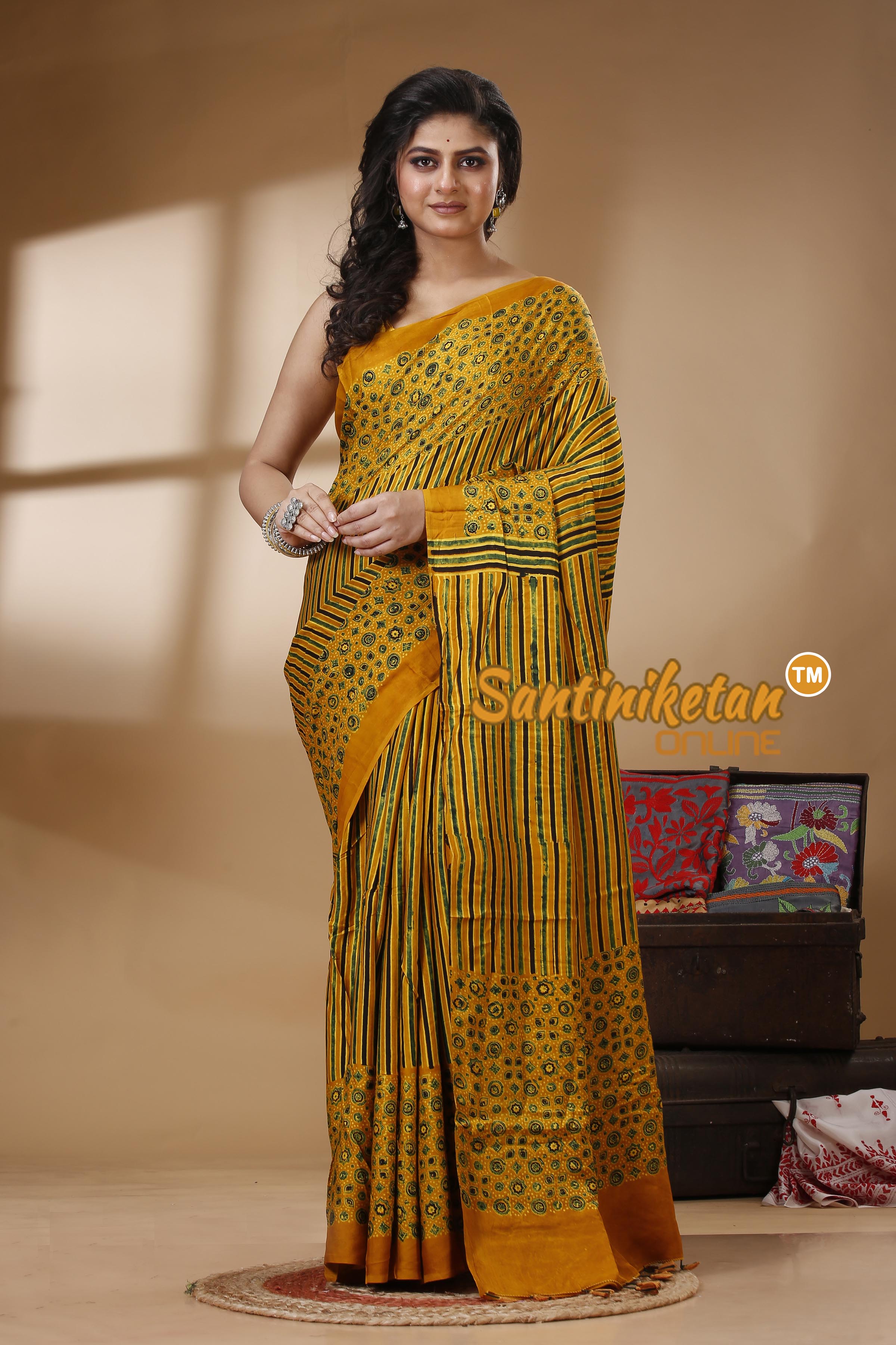 Ajrakh Hand Block On Modal Silk SN202523122