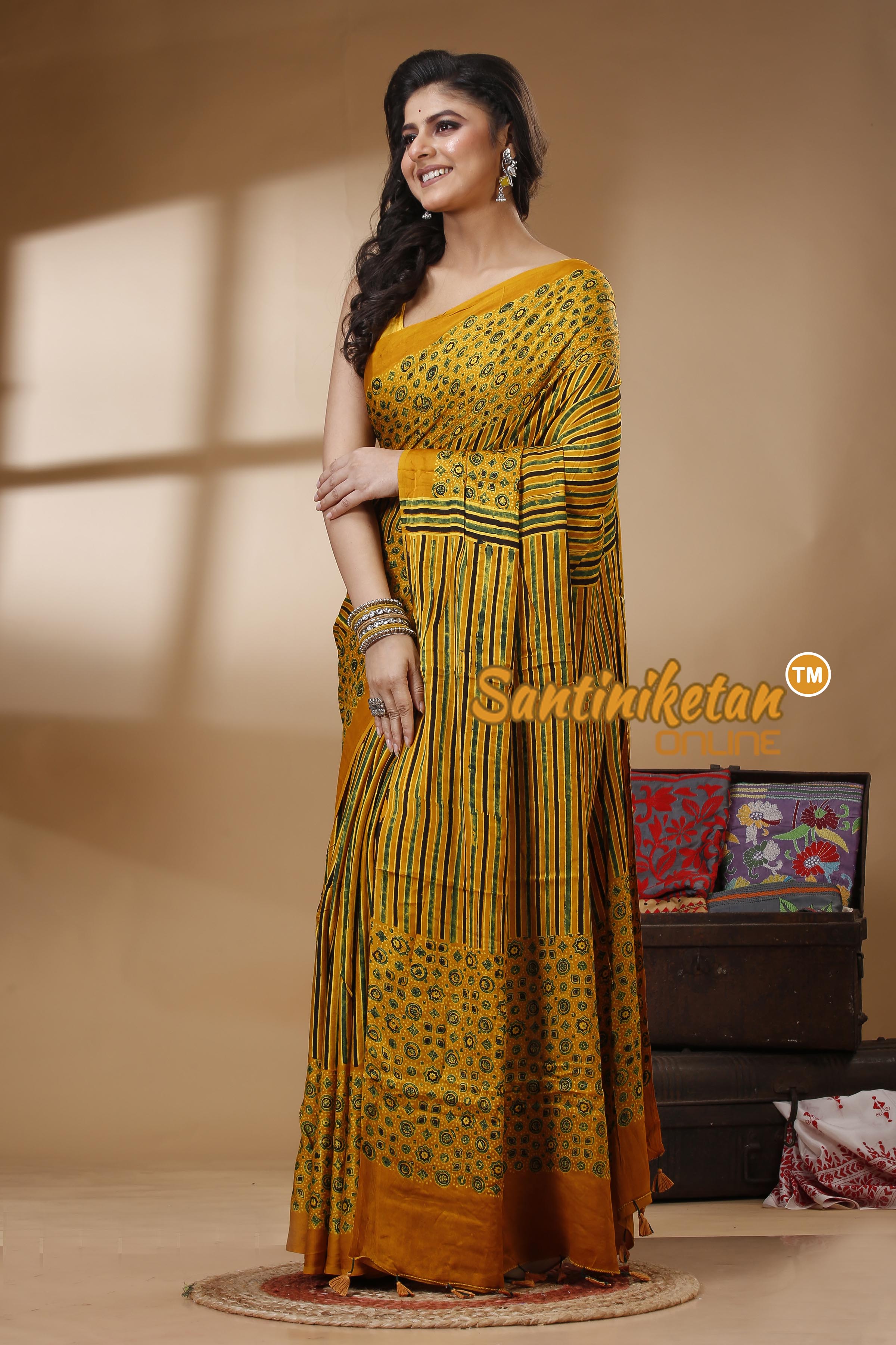 Ajrakh Hand Block On Modal Silk SN202523122